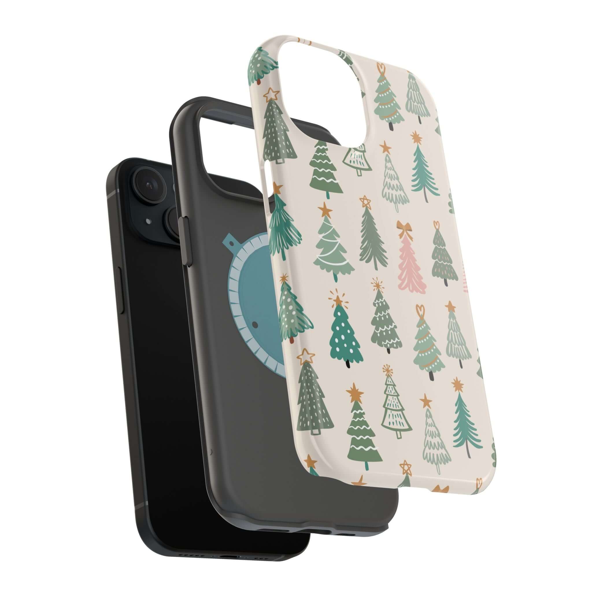 Festive O Christmas Tree MagSafe case with Christmas tree design, featuring holiday protection and cute phone cover compatibility.