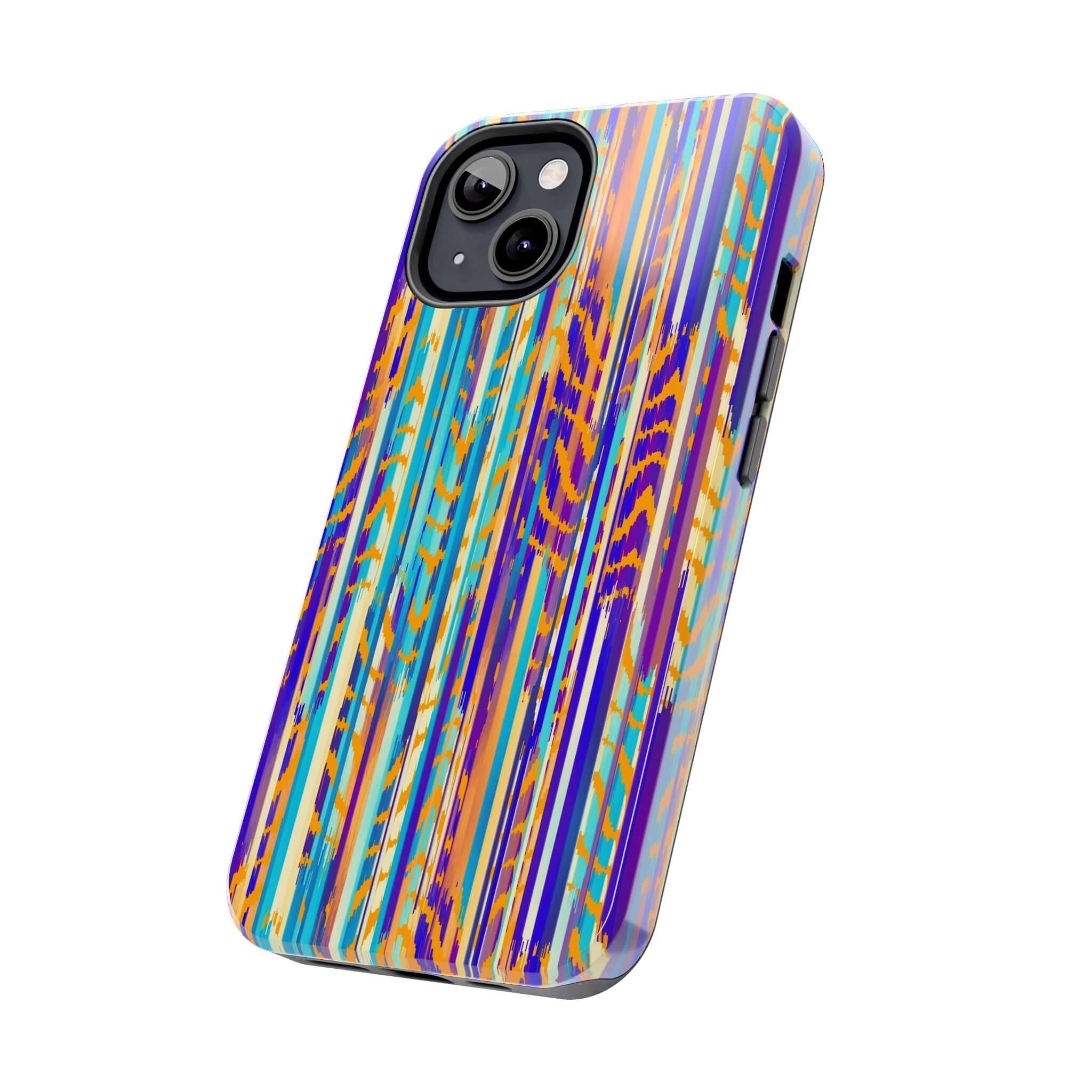 Colorful tie dye iPhone case with abstract patterns, perfect as a cute phone accessory.