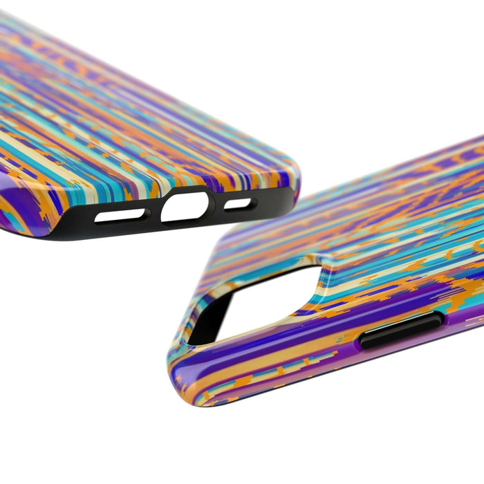 Colorful abstract tie dye iPhone case with vibrant patterns, offering unique style and phone protection.