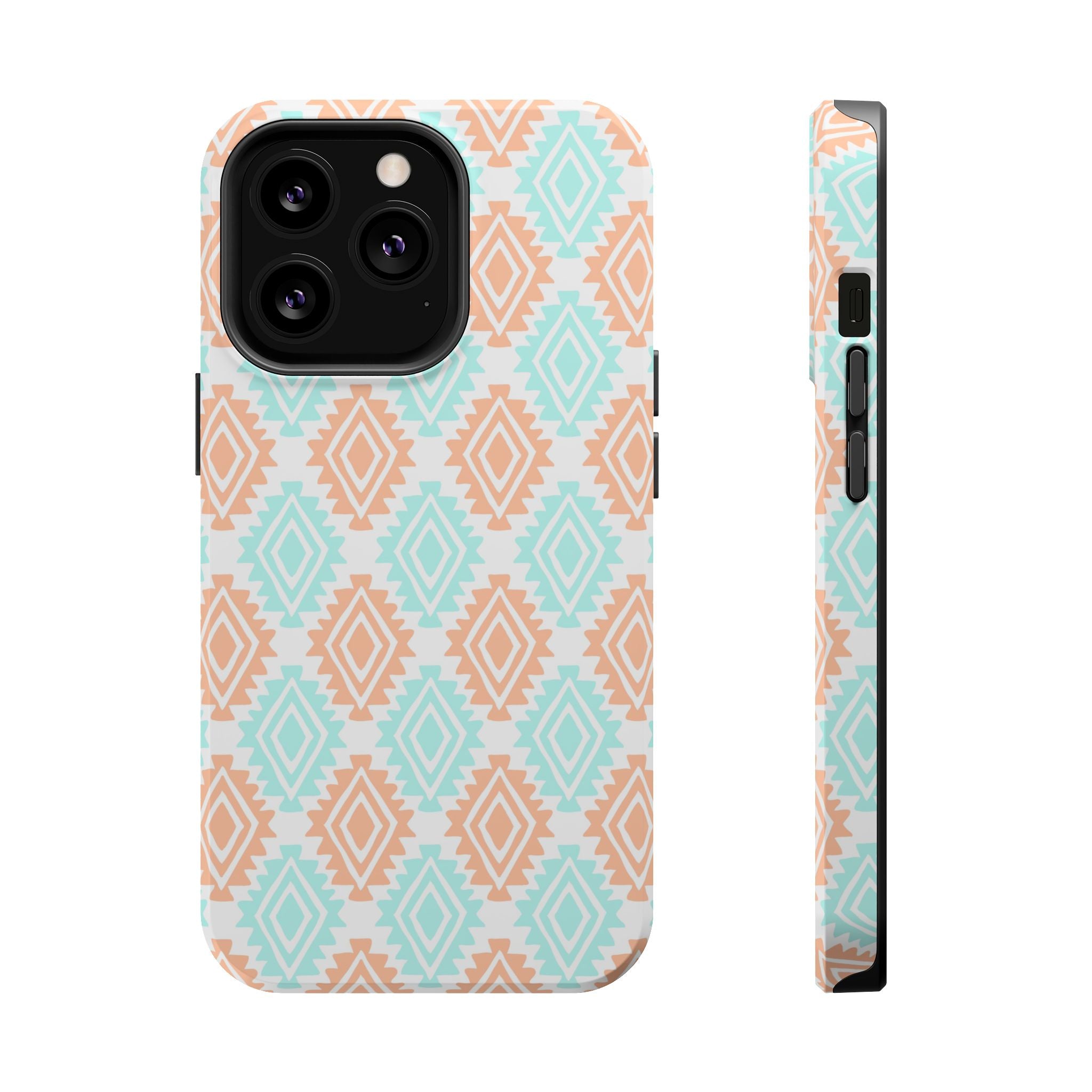 Southwestern MagSafe iPhone case with a funky, cute abstract design in pastel colors, perfect for cowgirls looking for stylish phone protection.