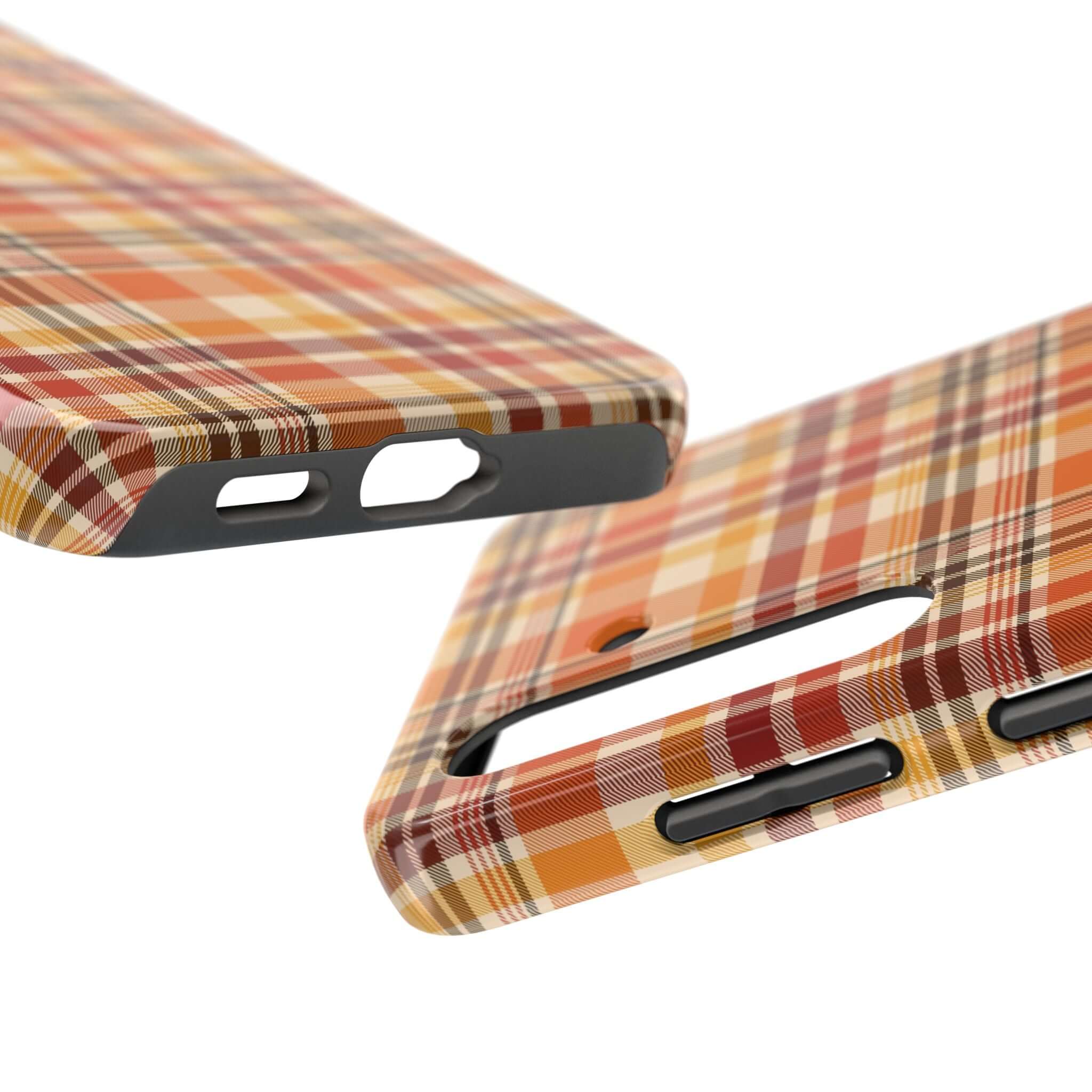 Autumn Air fall plaid iPhone case with Halloween theme, featuring a cute plaid design perfect for the autumn season.