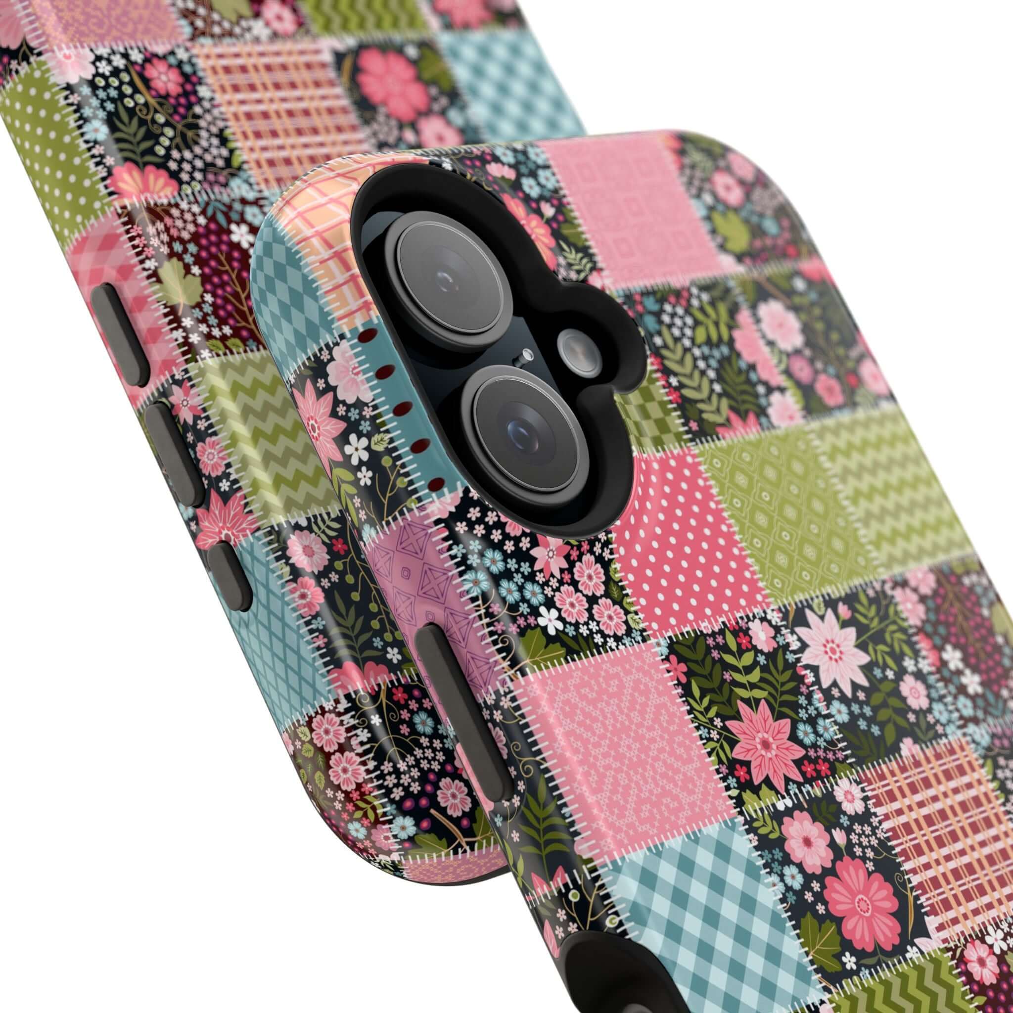 Colorful Flora Forage Wildflower Patchwork MagSafe iPhone Case with cute floral design, perfect for a free-spirited look.