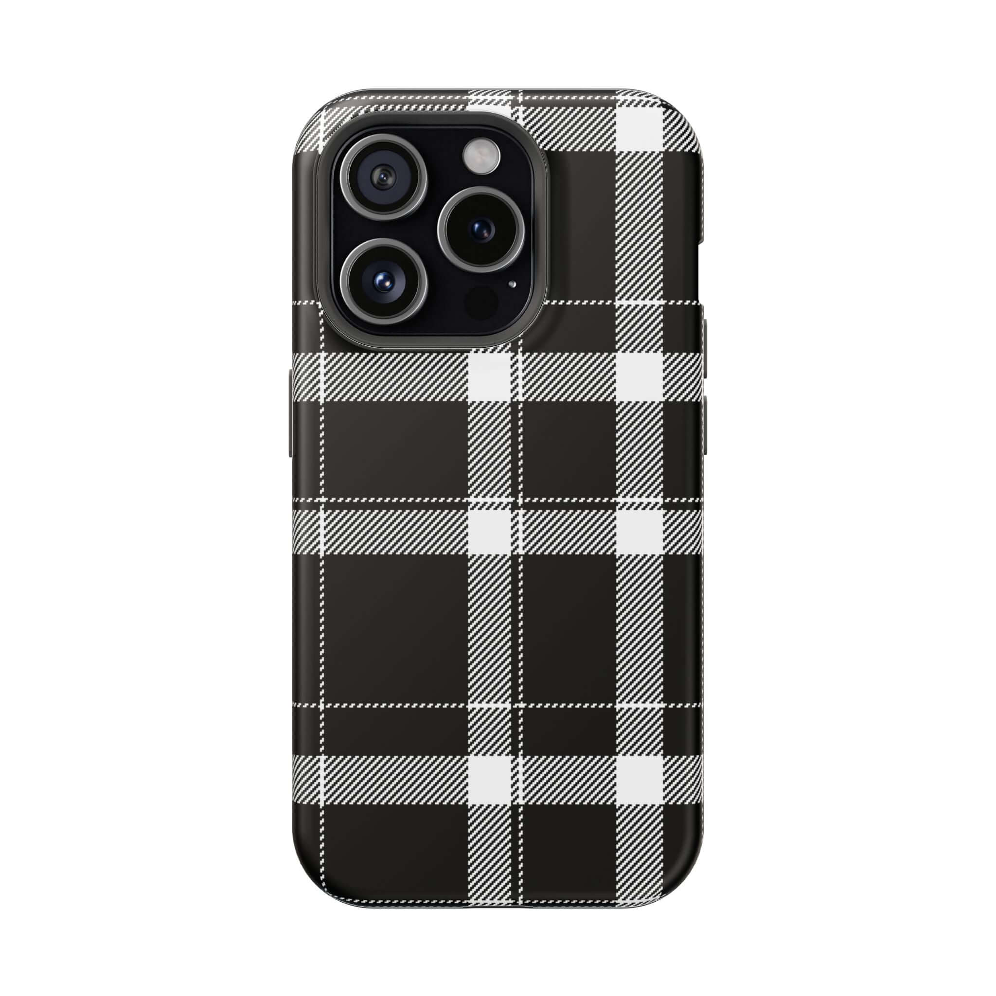 Cute black plaid phone case for Apple iPhone, combining style with protection for the fashion-forward individual.