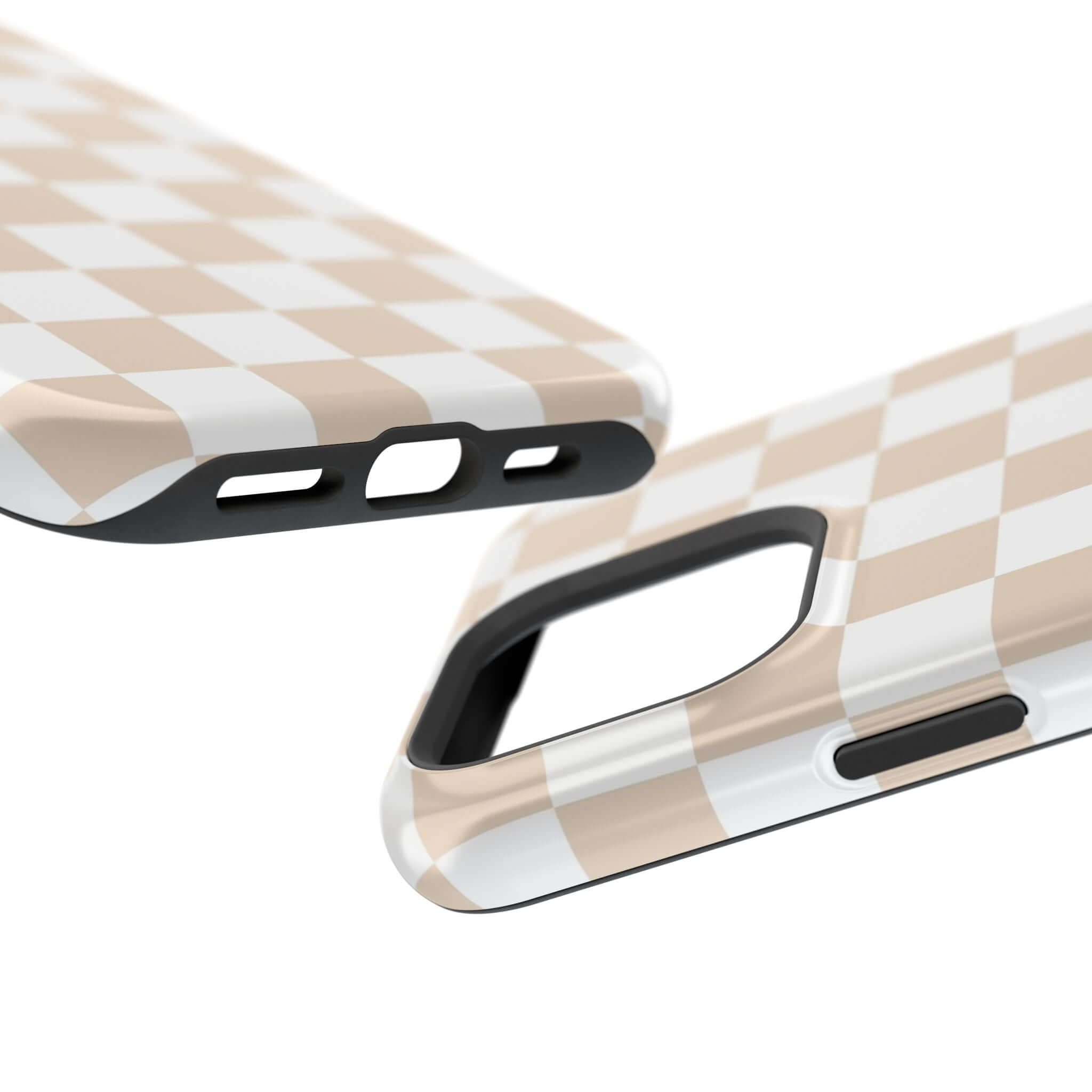 Cream Checkered MagSafe iPhone 16 Case - Cute Protective Beige Phone Case