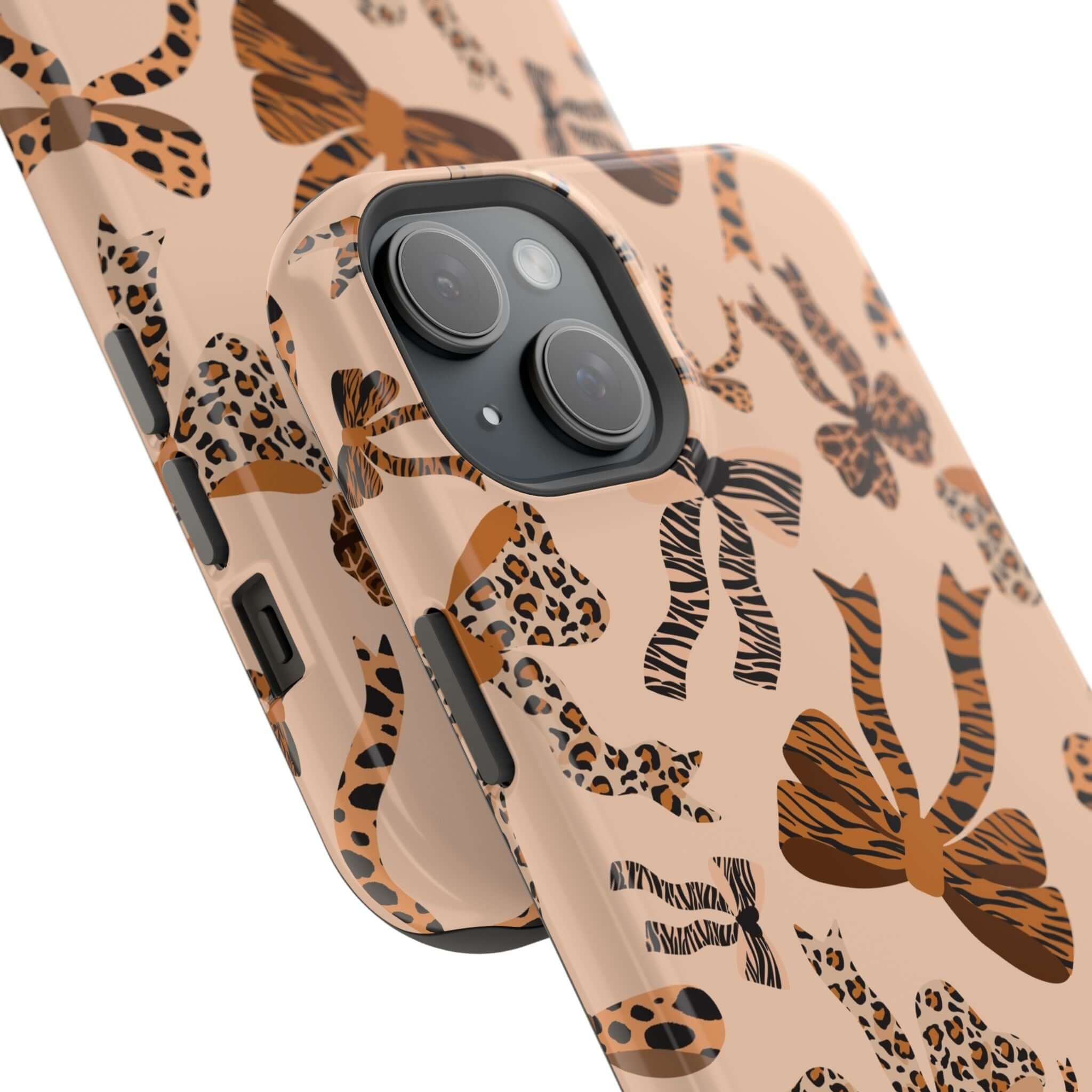 Safari Coquette Leopard Bows MagSafe iPhone Case with Colorful and Cute Abstract Design