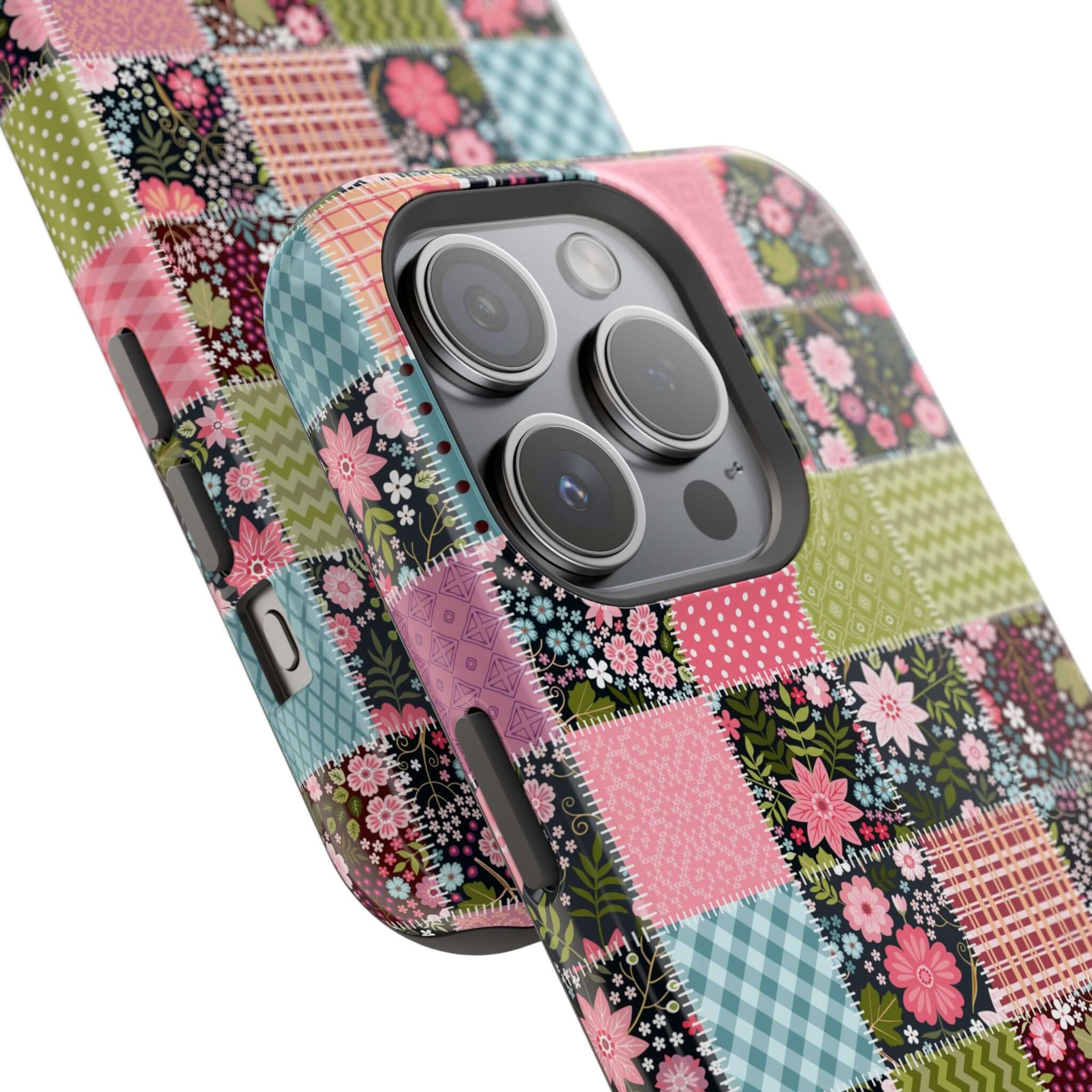 Floral Patchwork MagSafe iPhone Case - Groovy Granola Girl Vibes with Cute Wildflower Design