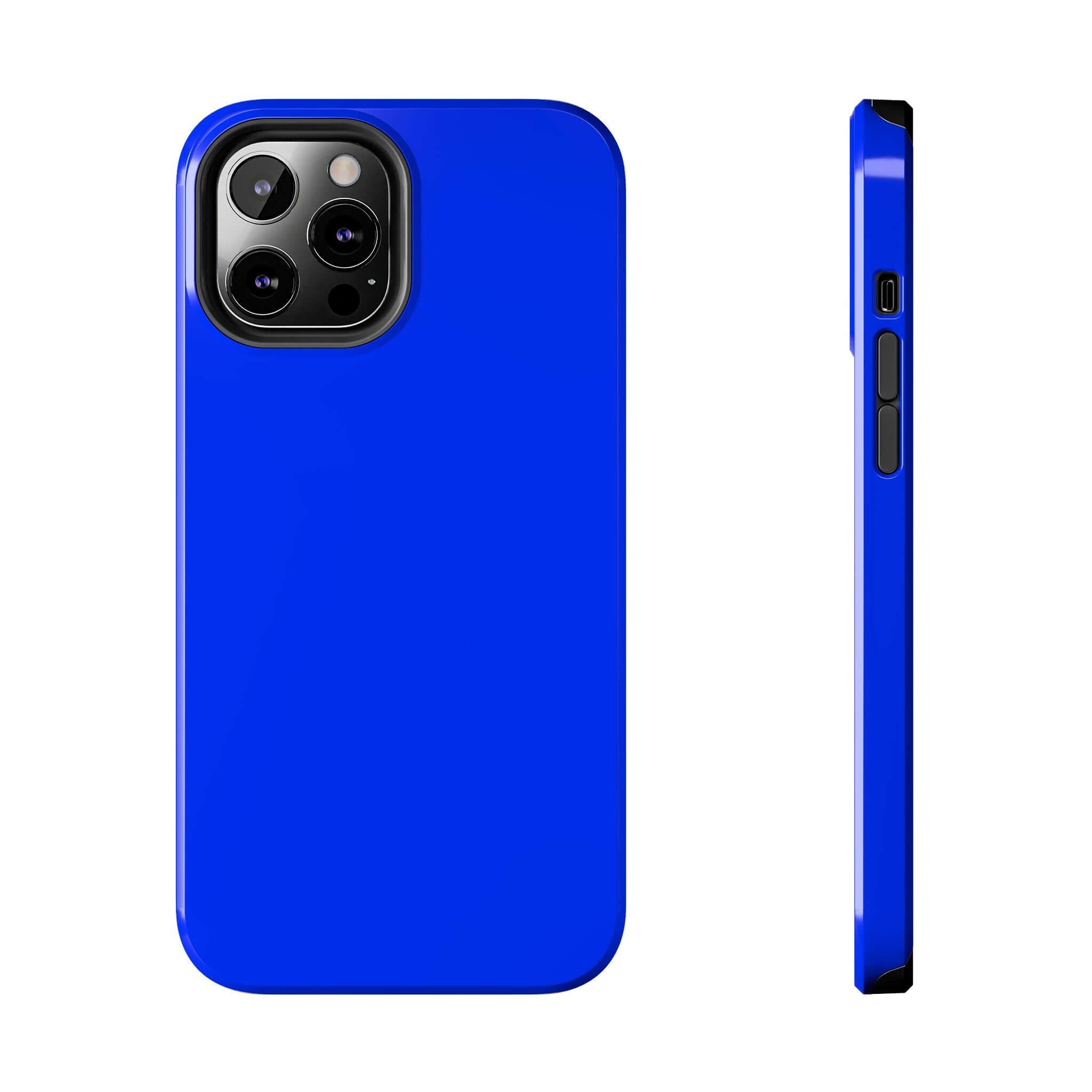 Neon blue iPhone case from cute case website offering free shipping, known for bold and bright neon phone cases.