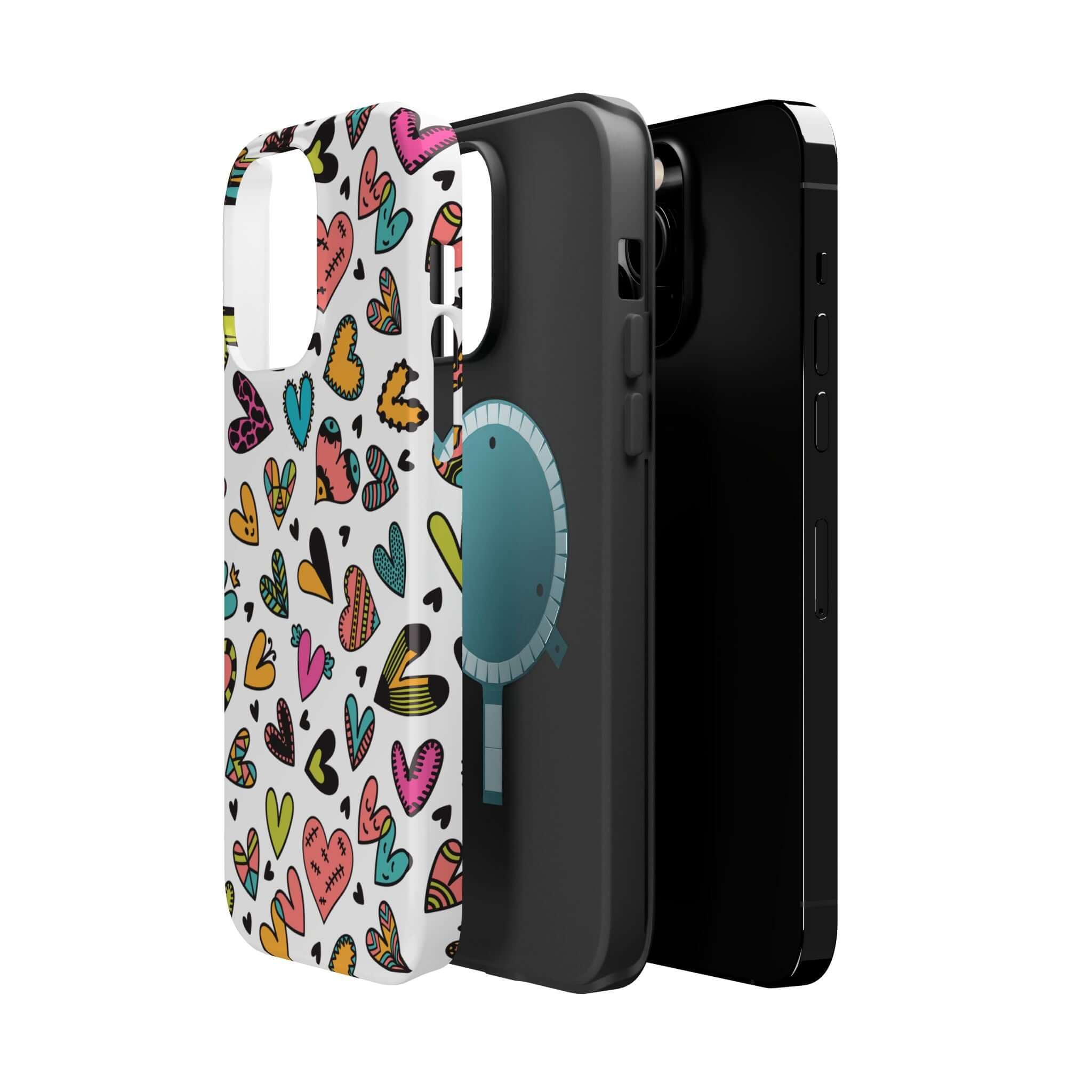 Colorful Hearts iPhone case by Kaleidoscope of Hearts showcasing cute phone case design, available with free shipping.