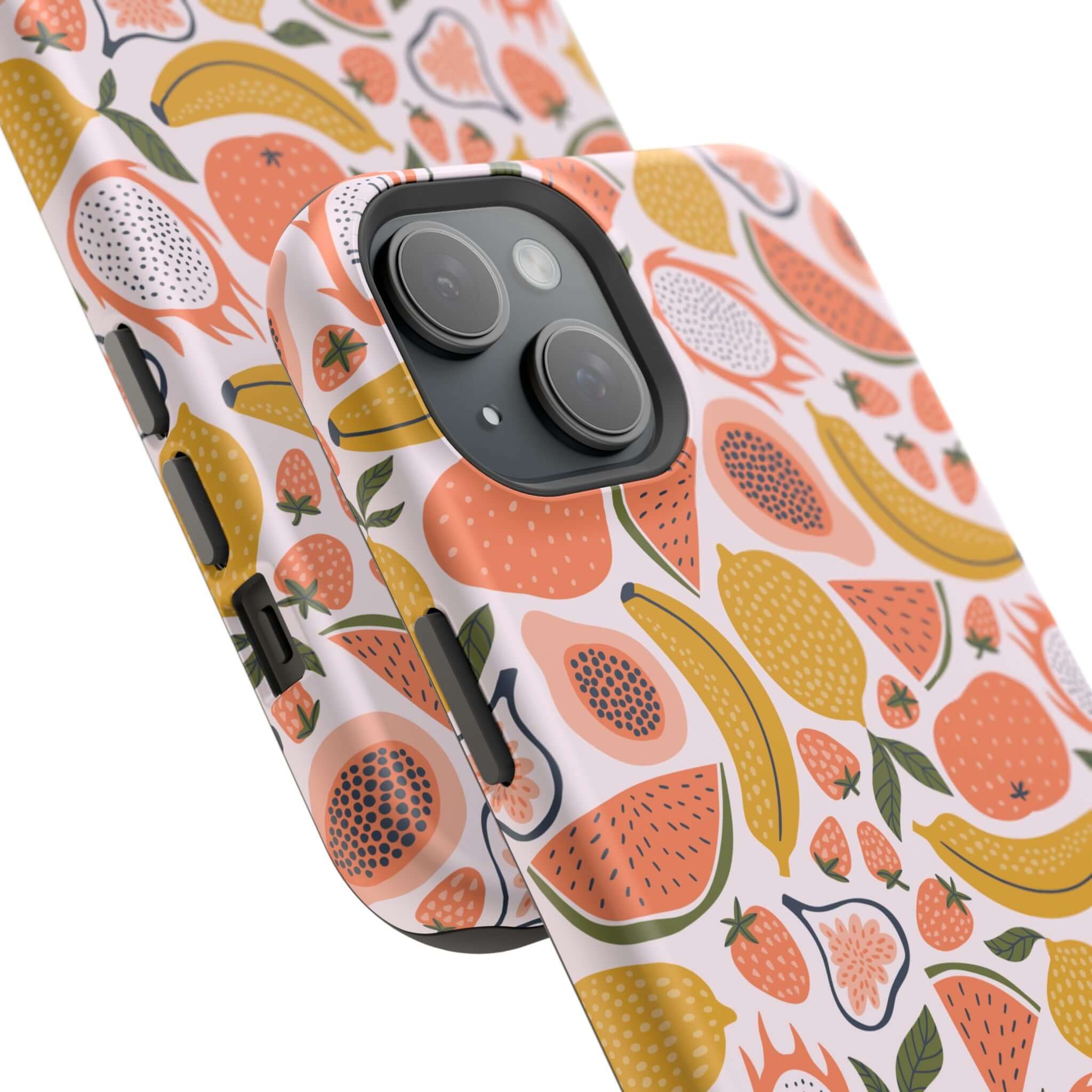 Cute iPhone 14 case with tropical fruit design for summer, offering style and protection with free shipping.