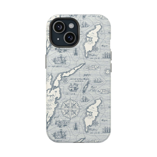 Pirates Passageway Nautical Map Case for iPhone 14 Pro Max with MagSafe technology.