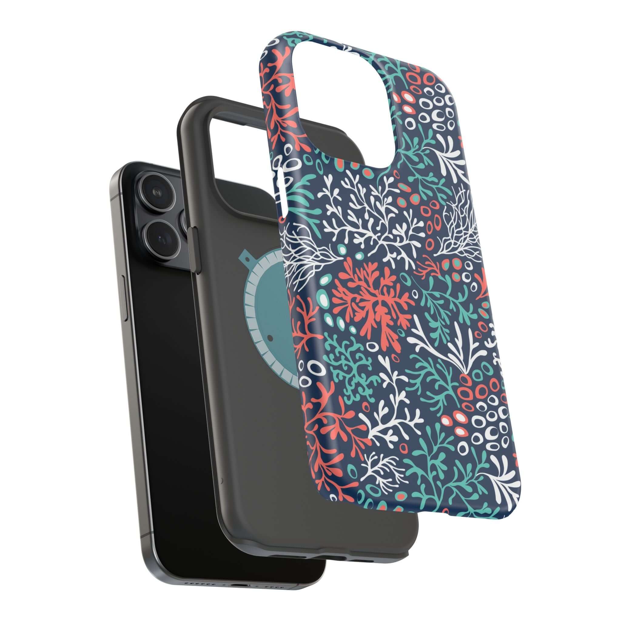 Colorful coral reef phone case for iPhone 16, featuring a cute and beachy design.