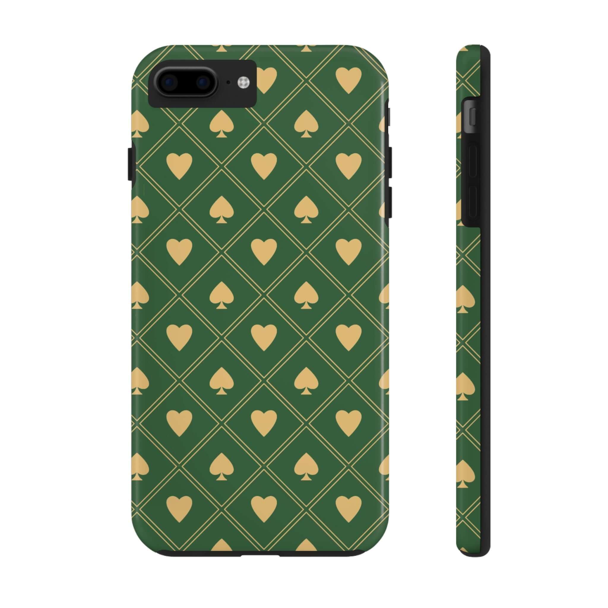 Royal Flush Green Spade Phone Case for iPhone and Samsung featuring cute spade design and floral elements. Free shipping included.