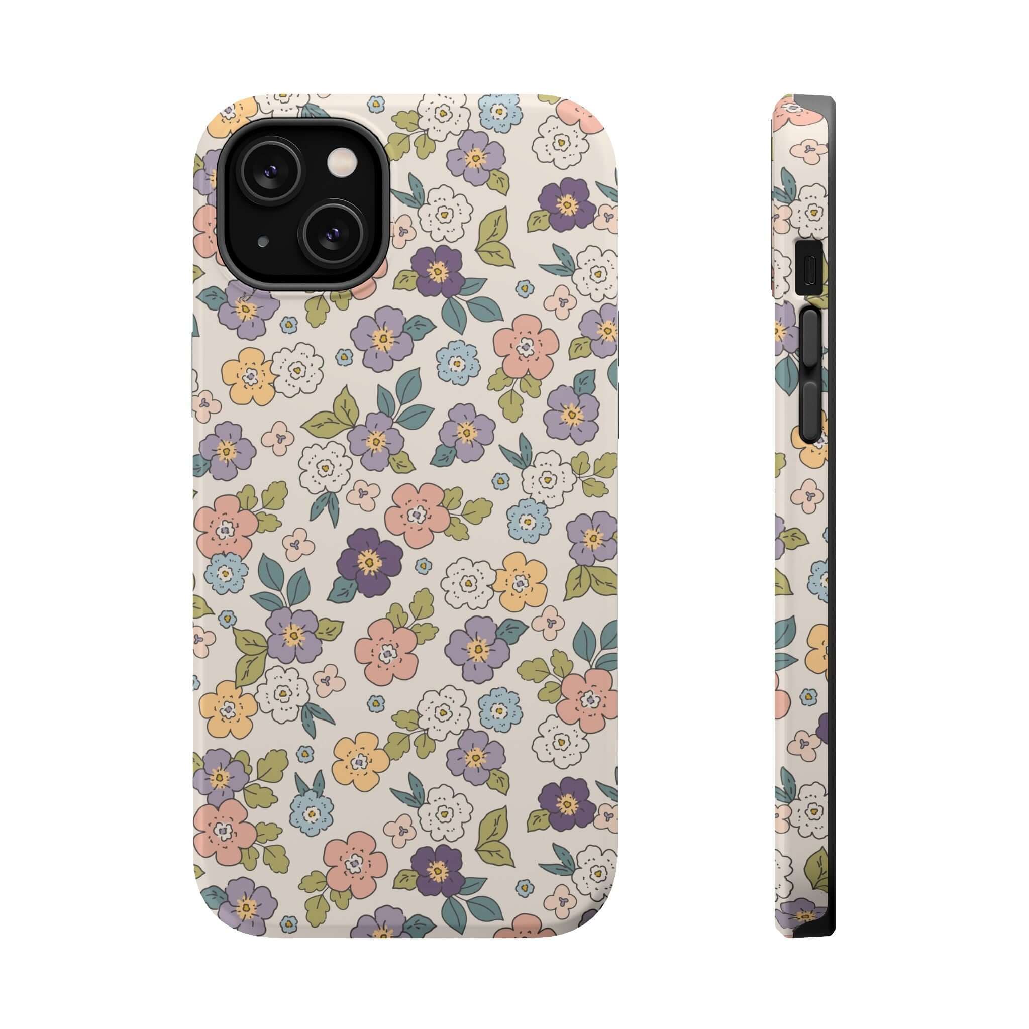 Colorful Ditsy Daisies iPhone case featuring a floral design, perfect for beachy vibes and cute phone covers.