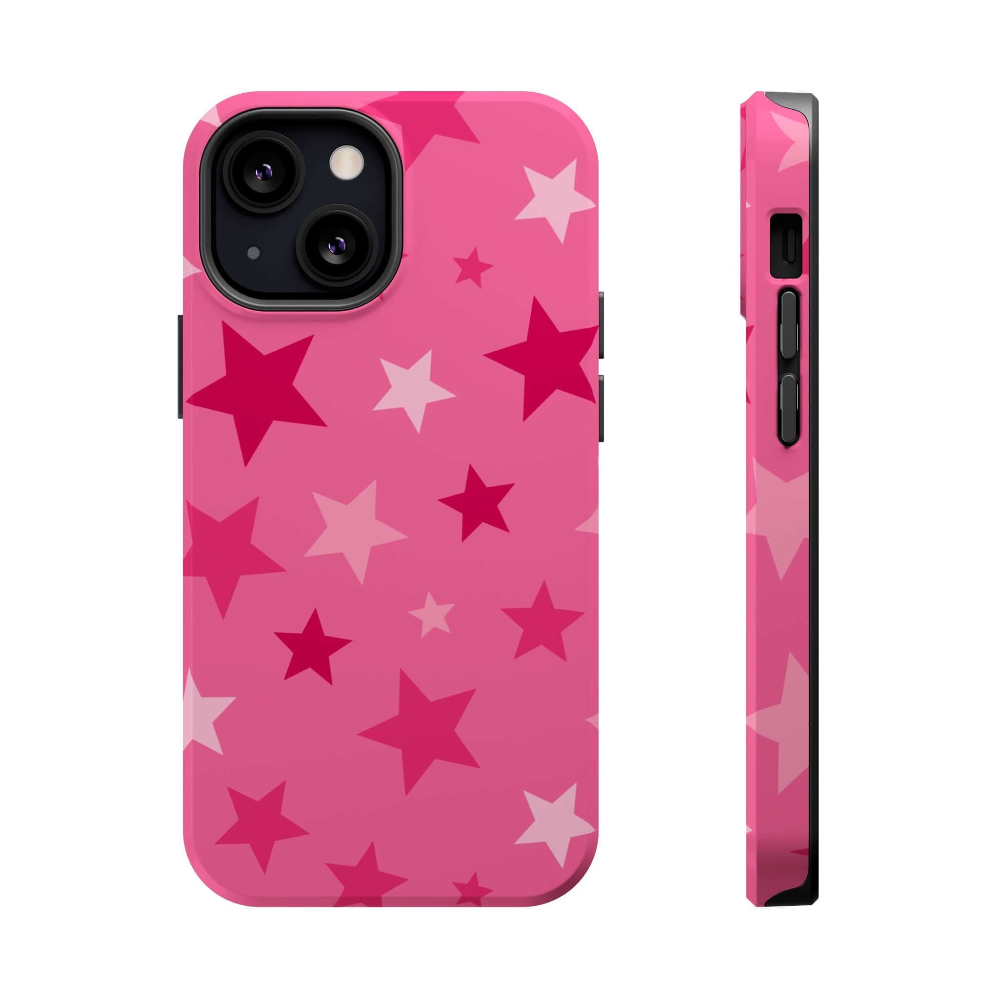 Cute pink stars iPhone case, perfect accessory for trendsetters and star lovers. Ideal MagSafe protection!