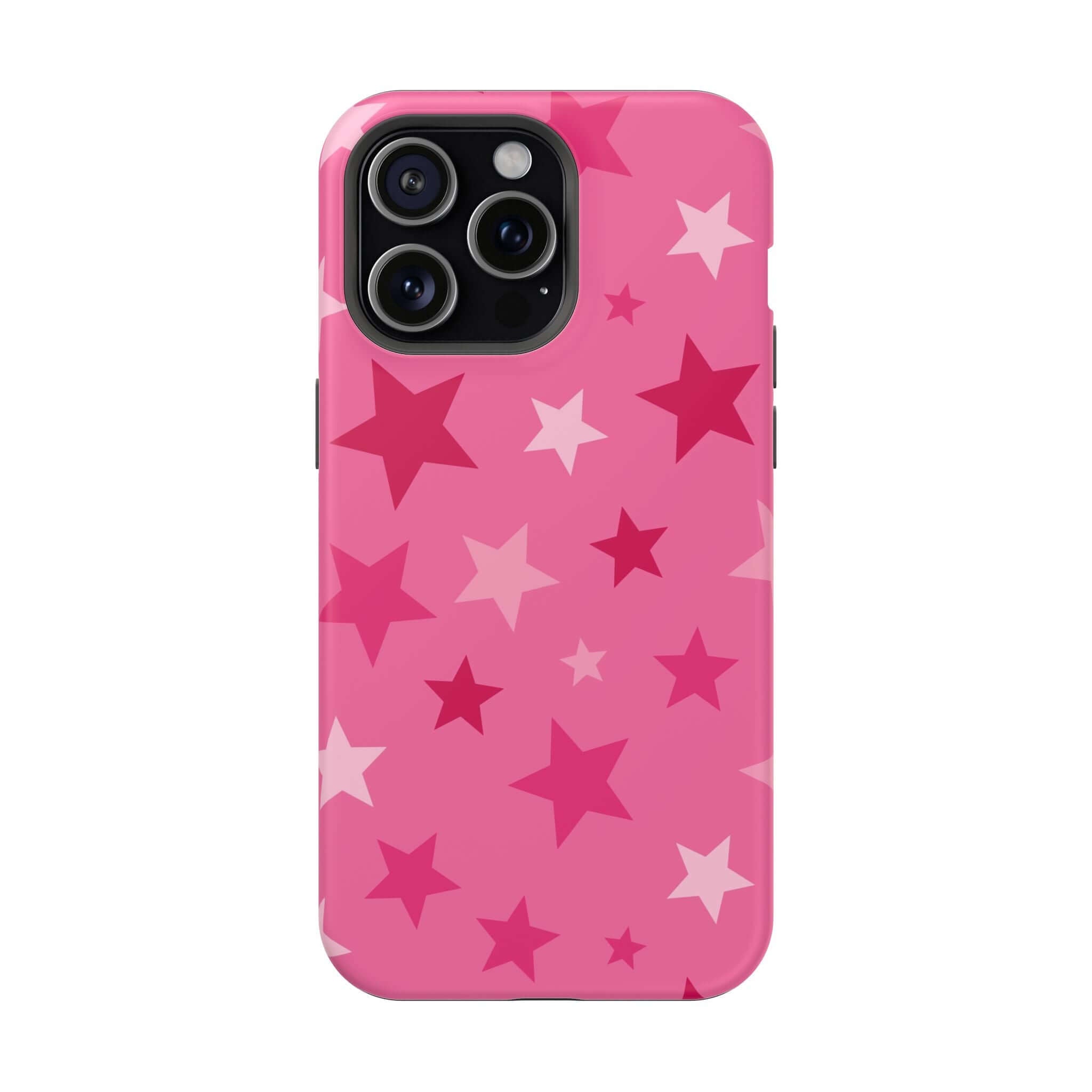 Cute Pink Stars Case for iPhone, perfect MagSafe accessory for starry-eyed trendsetters!