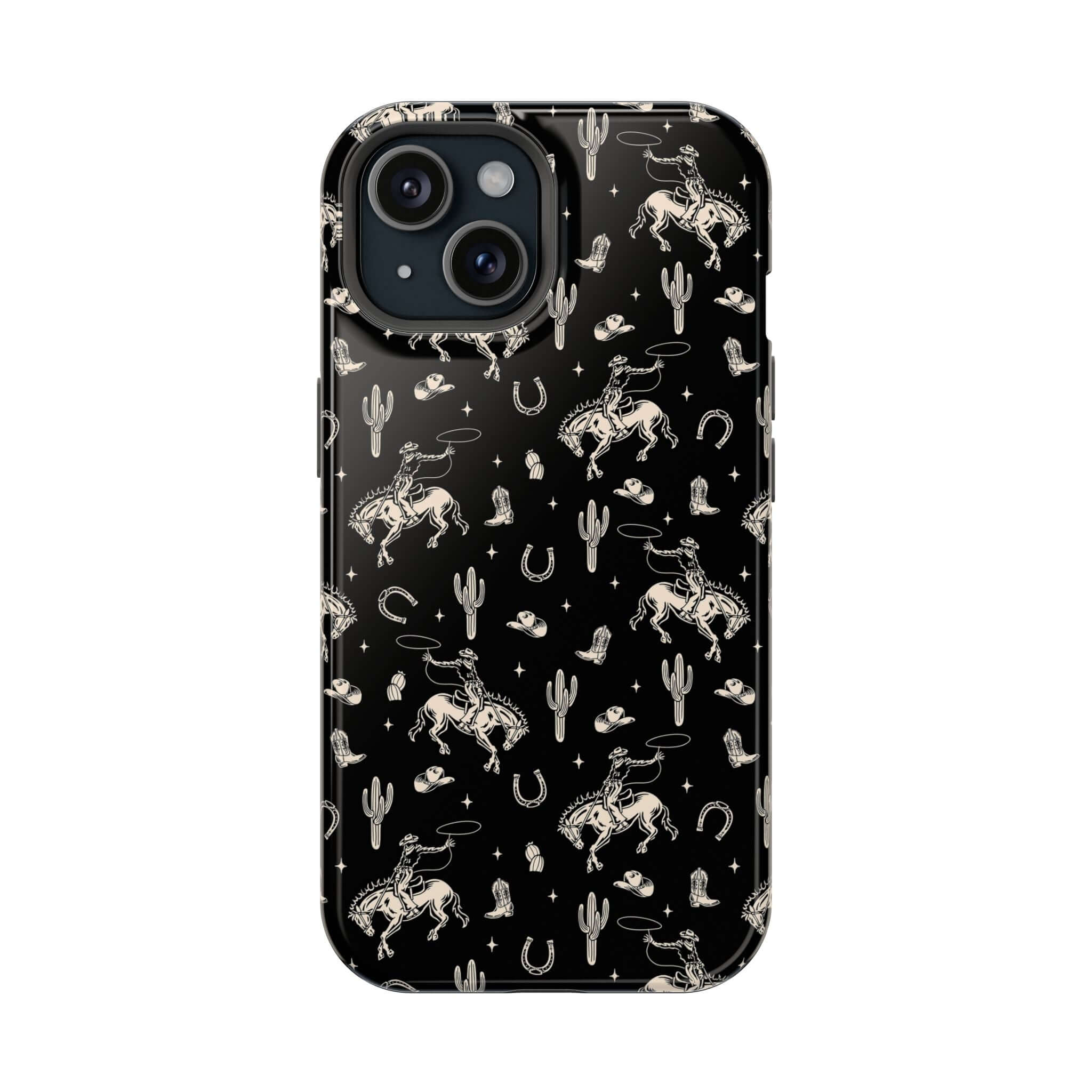 Cute black western iPhone case with cowgirl and flower design, free shipping, from cute phone case brands