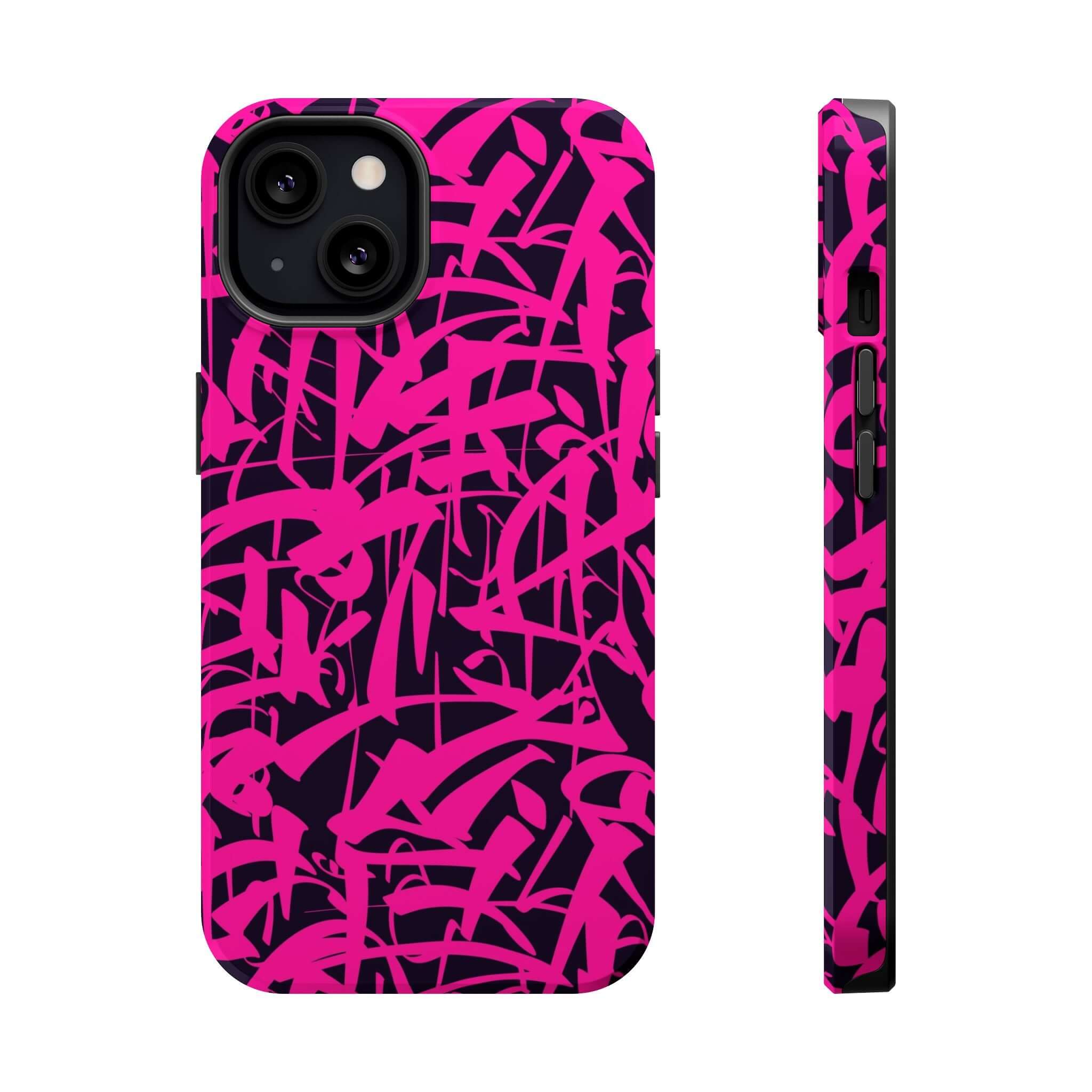 Cute pink art phone case with vibrant design, perfect accessory for iPhone lovers and artists.