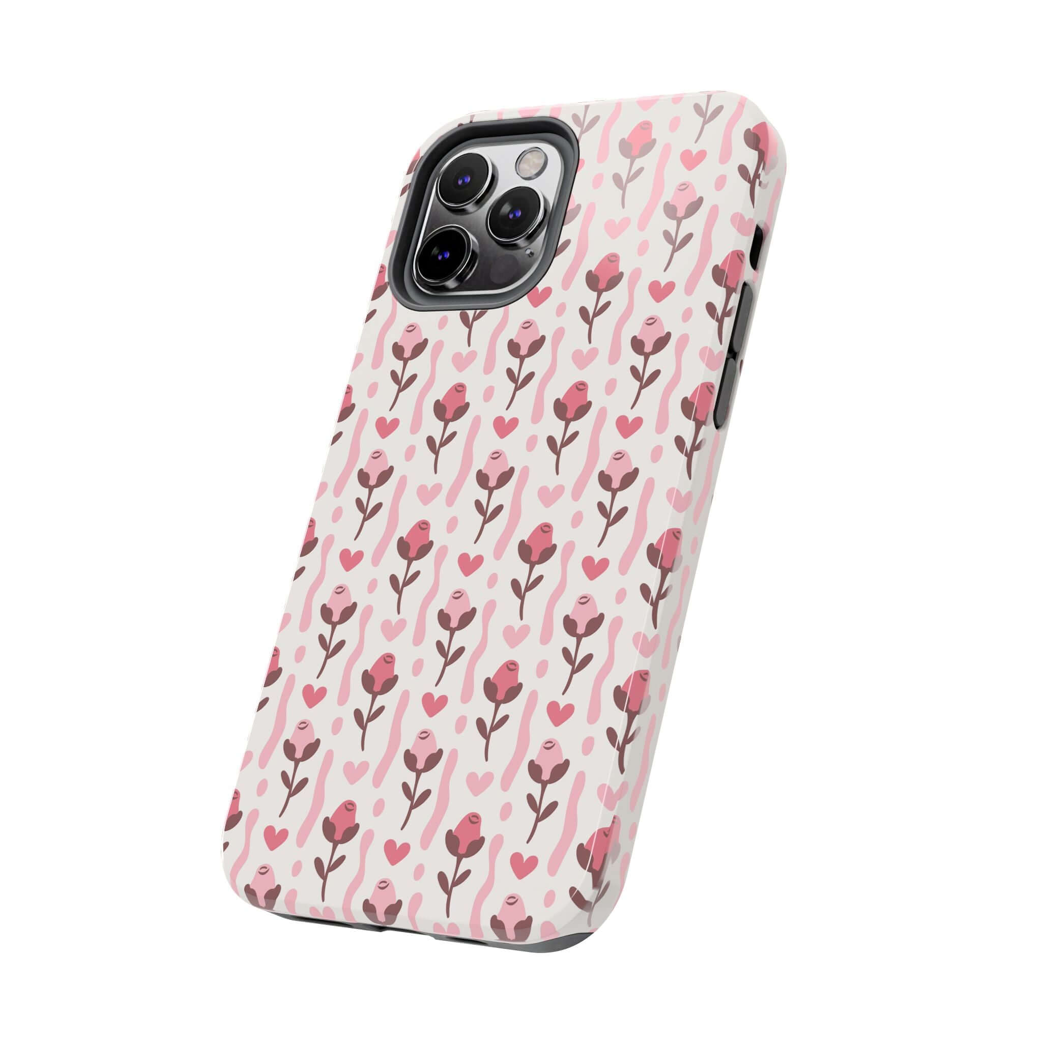 Cute custom iPhone case with red roses and coquette design, free shipping phone cover for iPhone