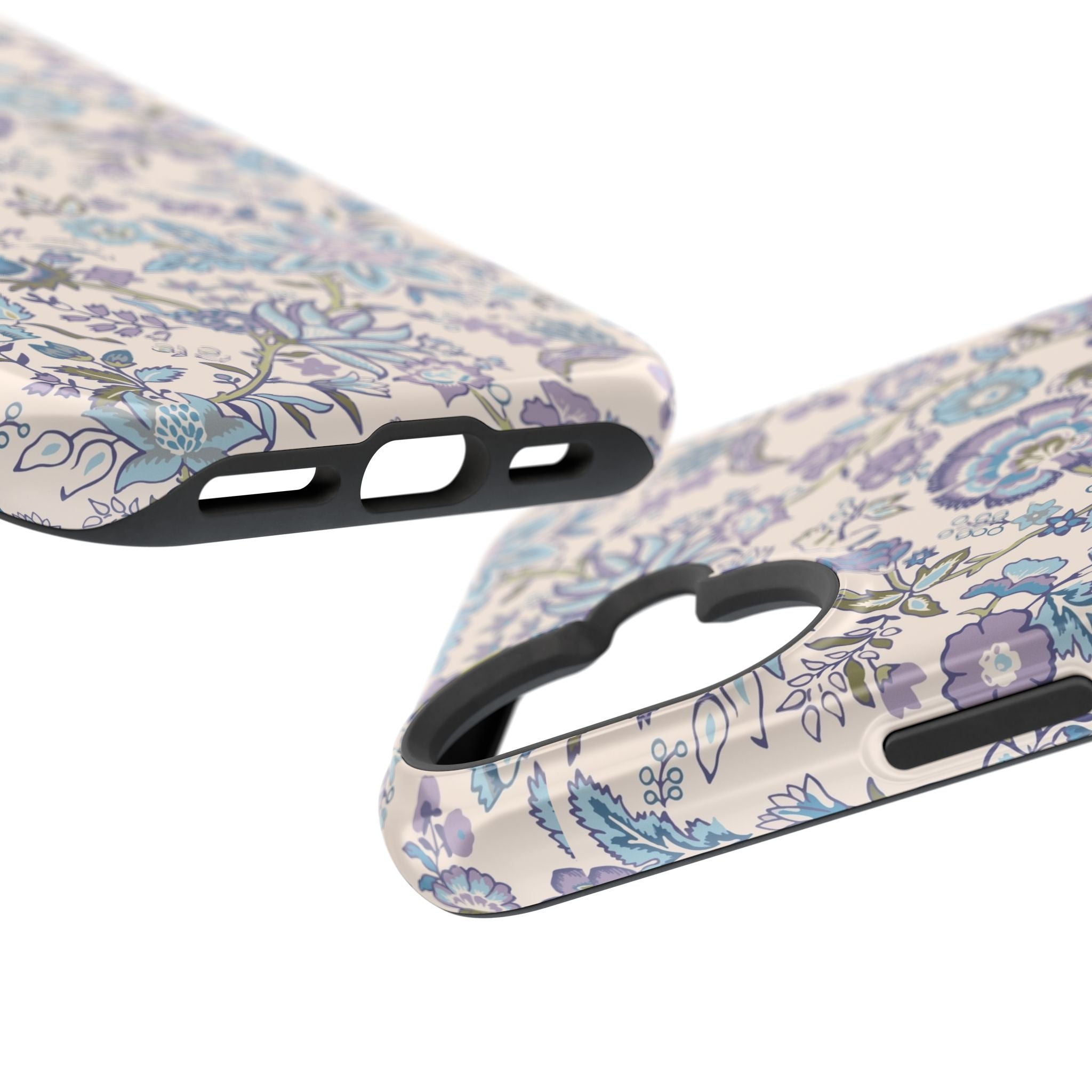 Blue CottageCore floral MagSafe iPhone case, perfect for a touch of nature on your phone. Cute phone cover with whimsical flower design.