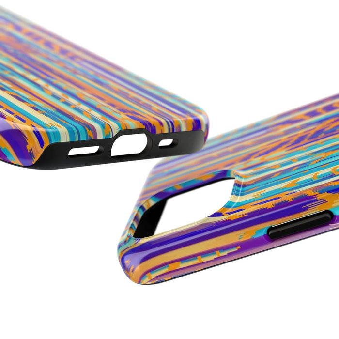 Colorful tie dye iPhone case, abstract design, cute phone protector with vibrant stripes for unique visual appeal.