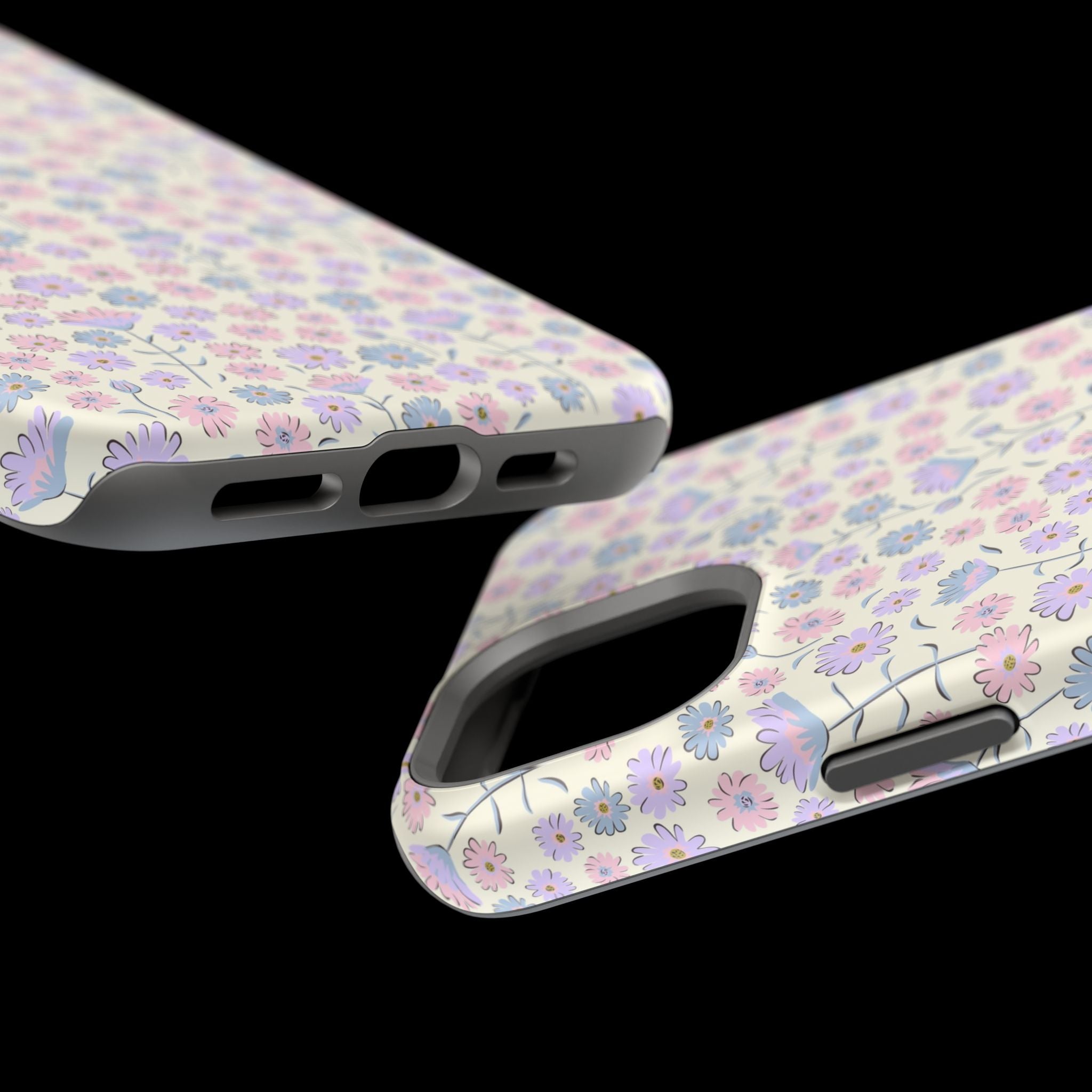 Pink flower MagSafe phone case for iPhone 16, featuring a cute cottagecore design with delicate floral patterns.