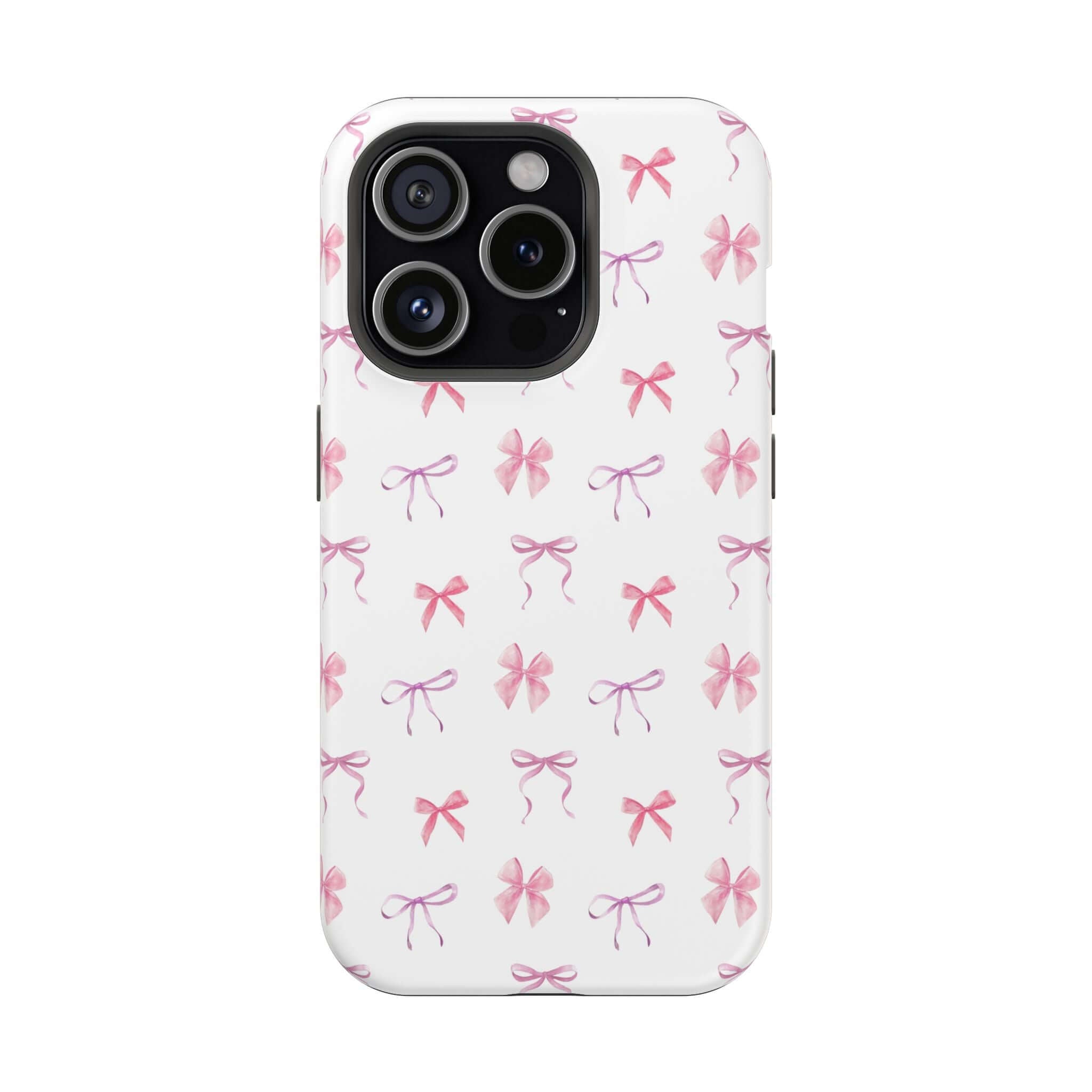 Cute pink watercolor bows iPhone case from Doing Girlie Things, featuring coquette design, perfect for girlie needs with free shipping