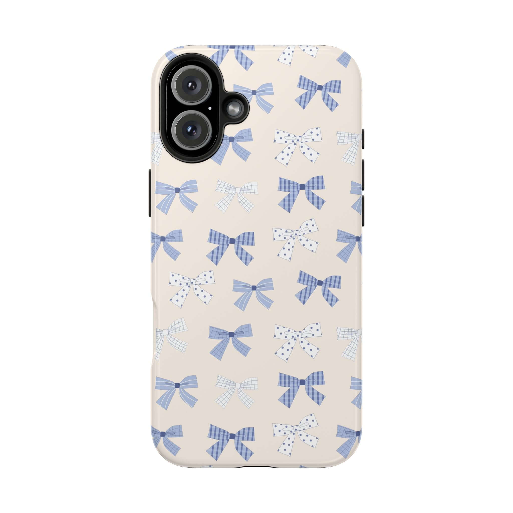 Cute Phone Case with Blue Bows for iPhone 16, Girlie Design, Bride to Be Blue Coquette Case