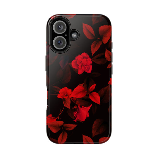 Cute red floral iPhone case, protective phone cover by the best phone case brand, adds charm and stands out.