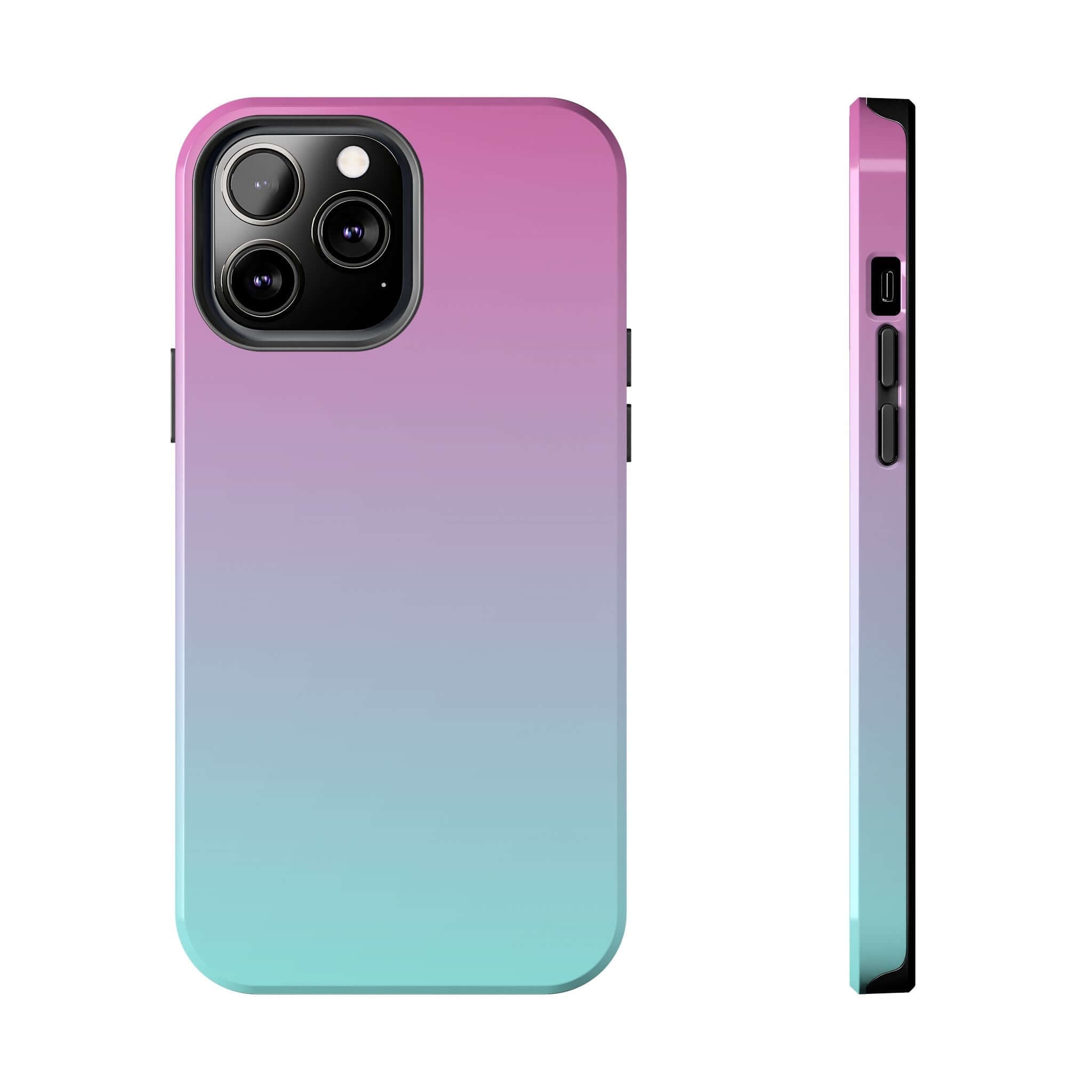 Sweet Pink Dreamer iPhone 14 Case in Pink and Teal Gradient for Cute Phone Cover with Free Shipping