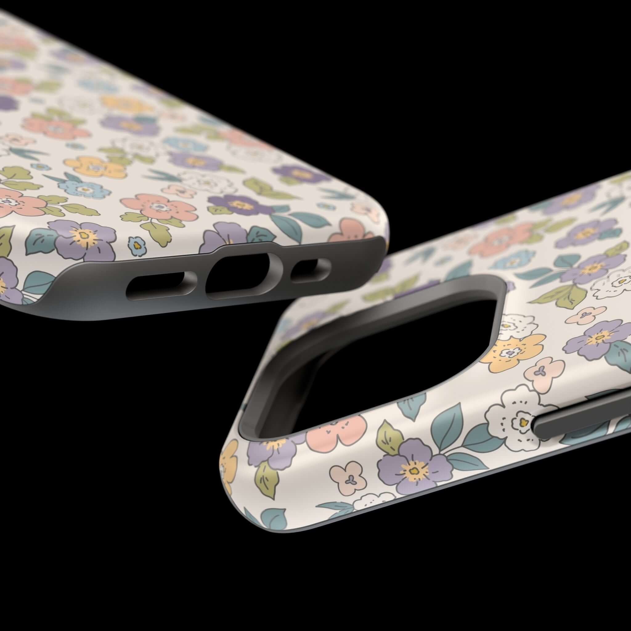 Colorful floral Ditsy Daisies iPhone case showcasing a cute design and MagSafe compatibility for stylish phone users.