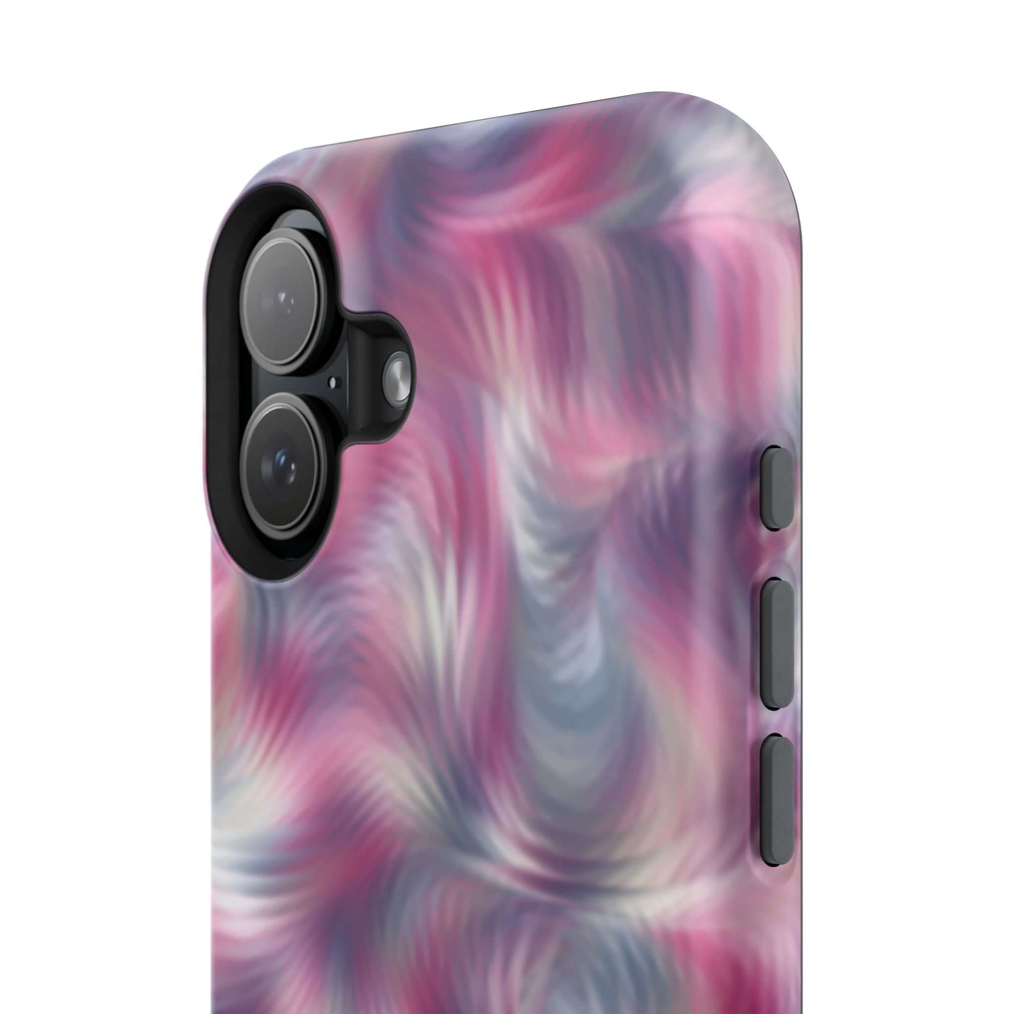 Quirky Losing Sight MagSafe iPhone Case with purple abstract swirl design, offering a cute and protective phone cover.