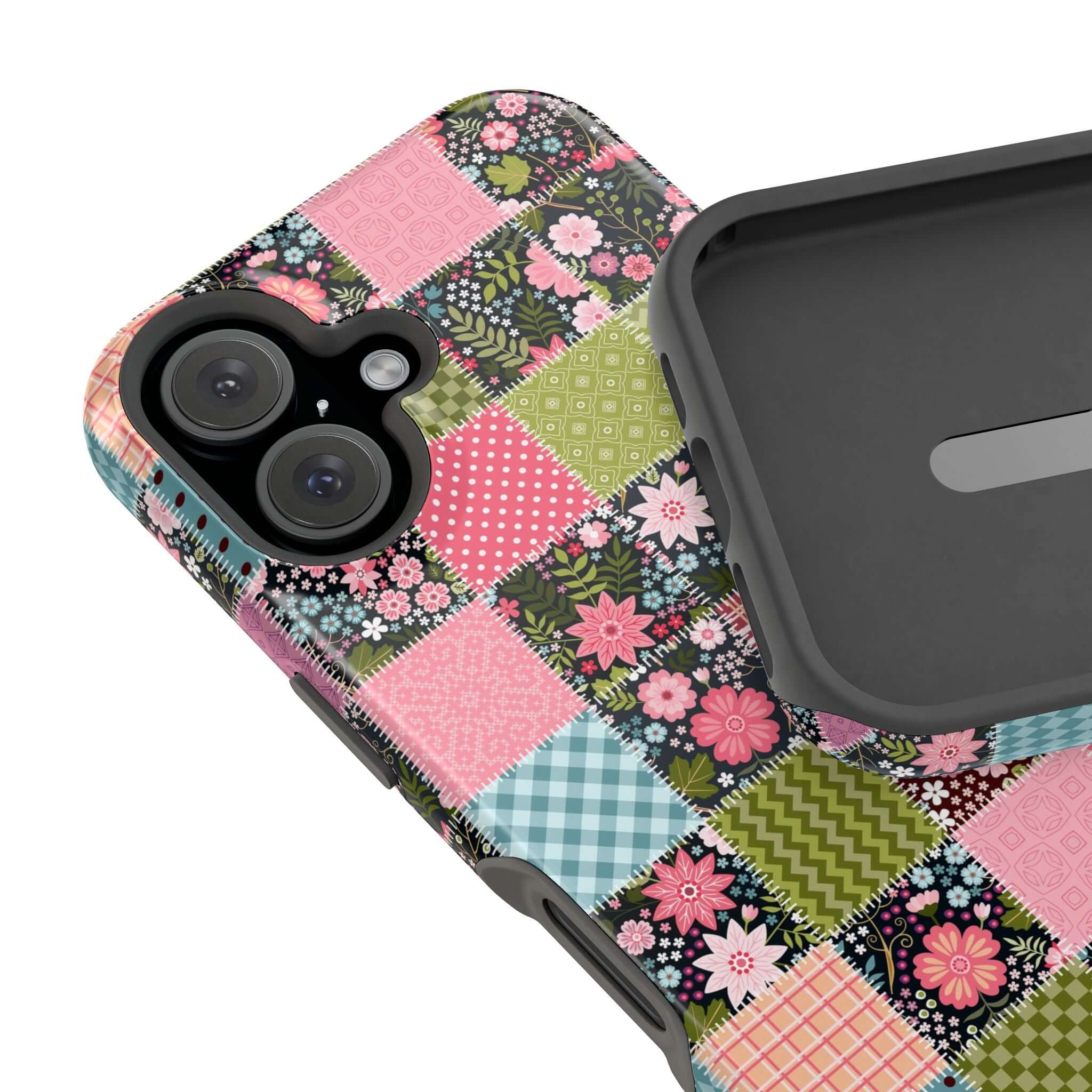 Wildflower Patchwork MagSafe iPhone Case with cute floral design, perfect phone cover for free-spirited granola girl vibes