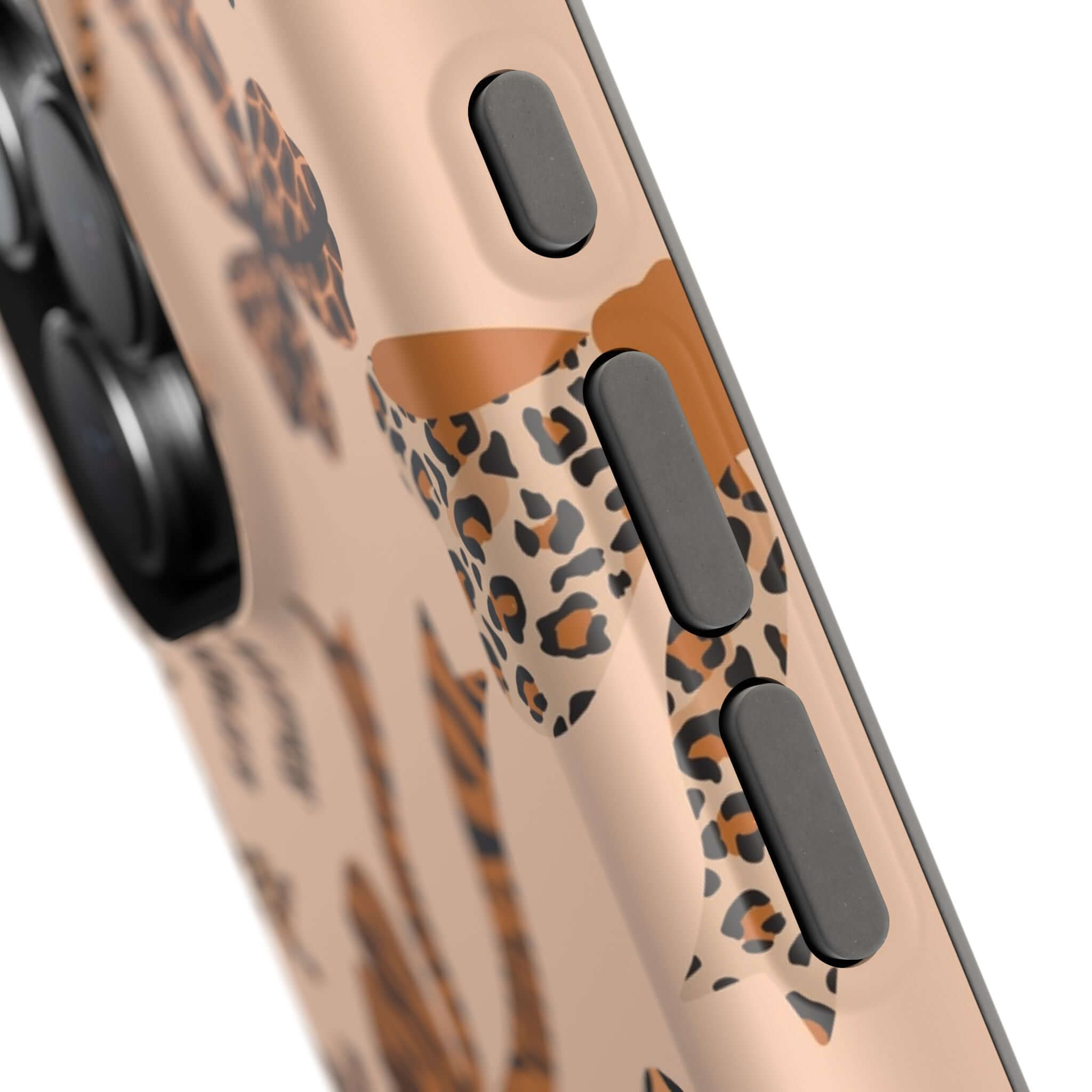 Colorful iPhone case with leopard pattern and cute bows, Safari Coquette MagSafe case for stylish and playful phone accessory.