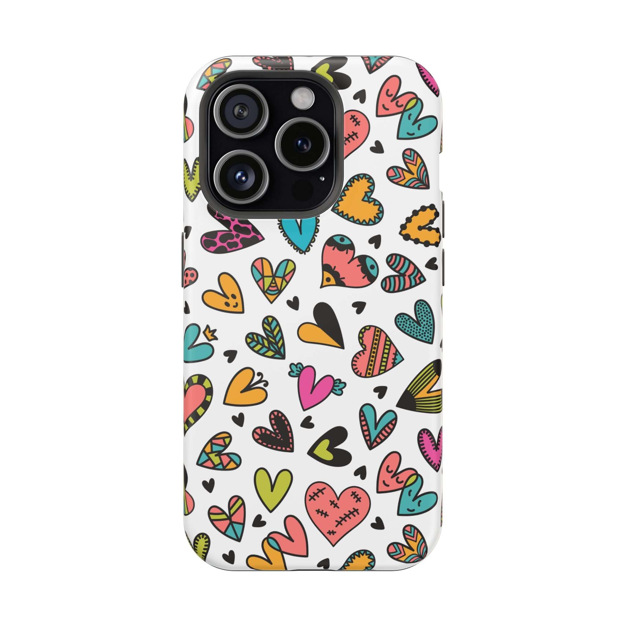 Cute iPhone case with colorful hearts design, Kaleidoscope of Hearts, free shipping, unique protective phone cover from cute phone case brands