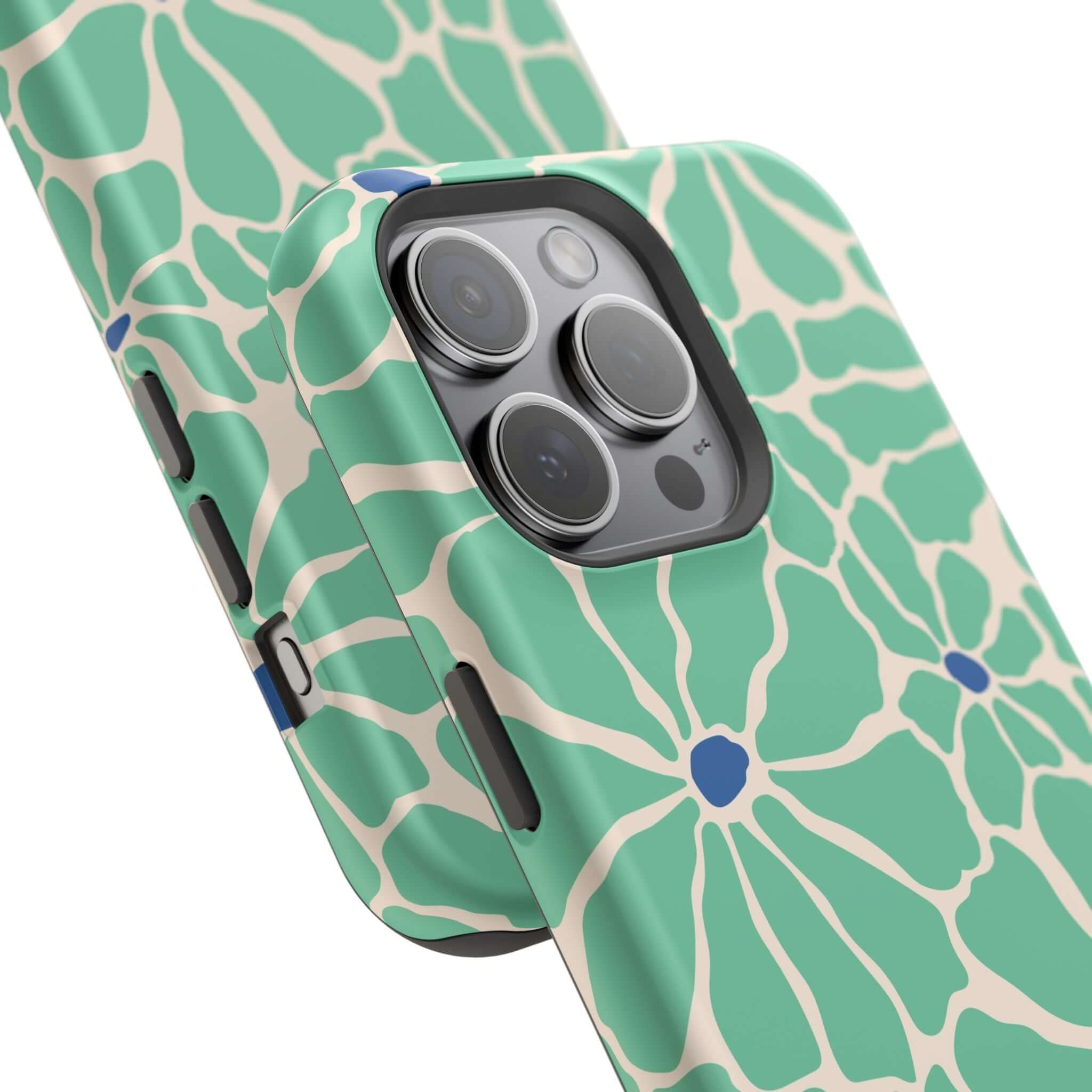 Cute Retro Floral iPhone case with tropical patterns; perfect for stylish protection and MagSafe compatibility.