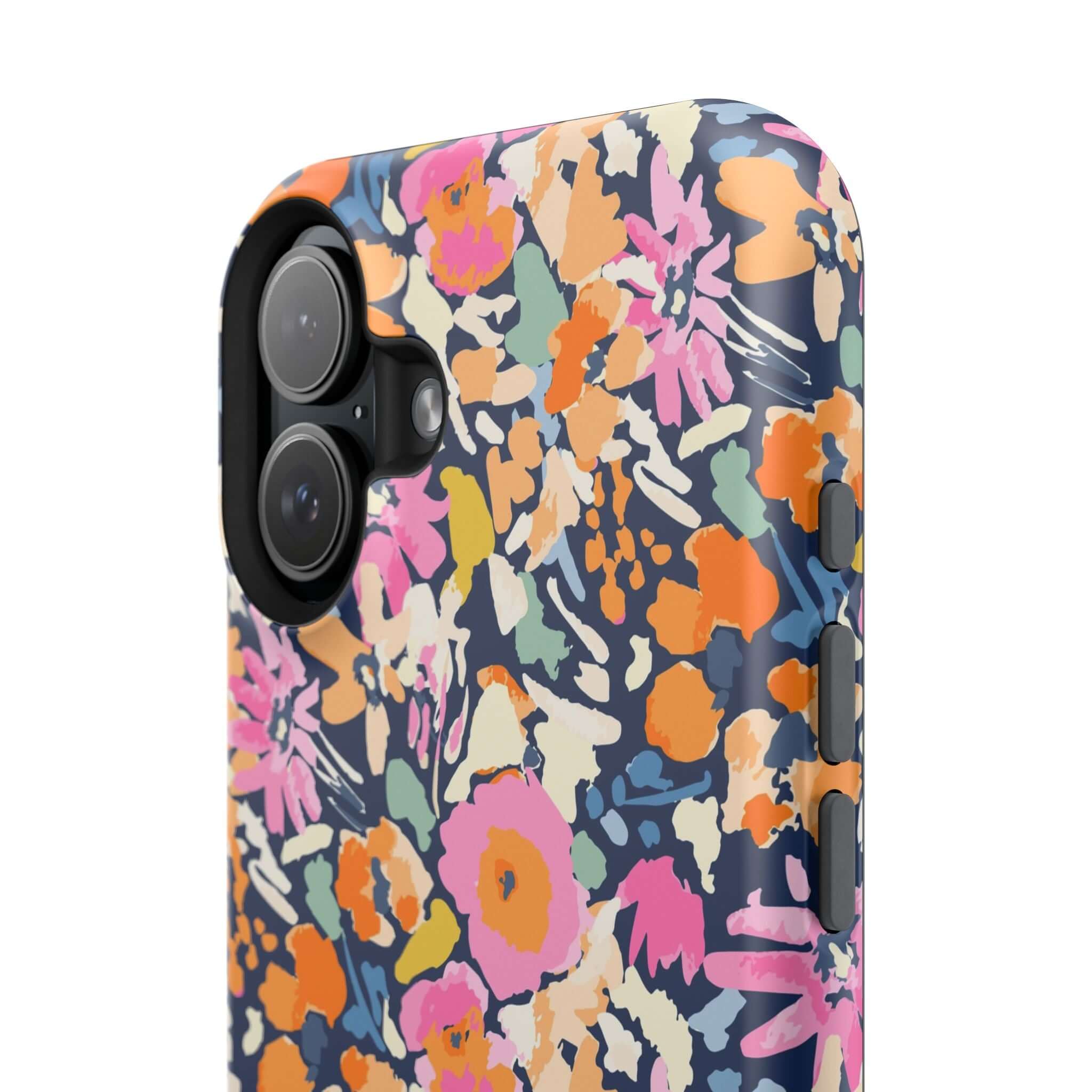 Cute MagSafe iPhone 16 case with colorful floral design for stylish and protective phone cover