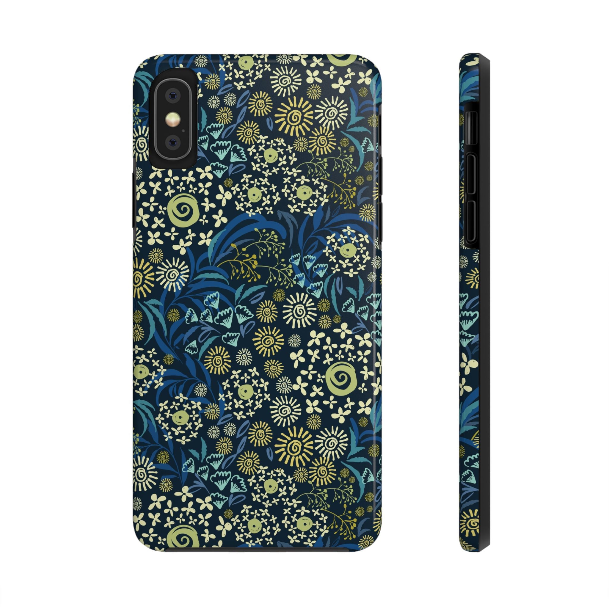 Botanic Breeze blue floral iPhone case cover with beautiful whimsical blue flowers, cute phone case to protect your iPhone from scratches