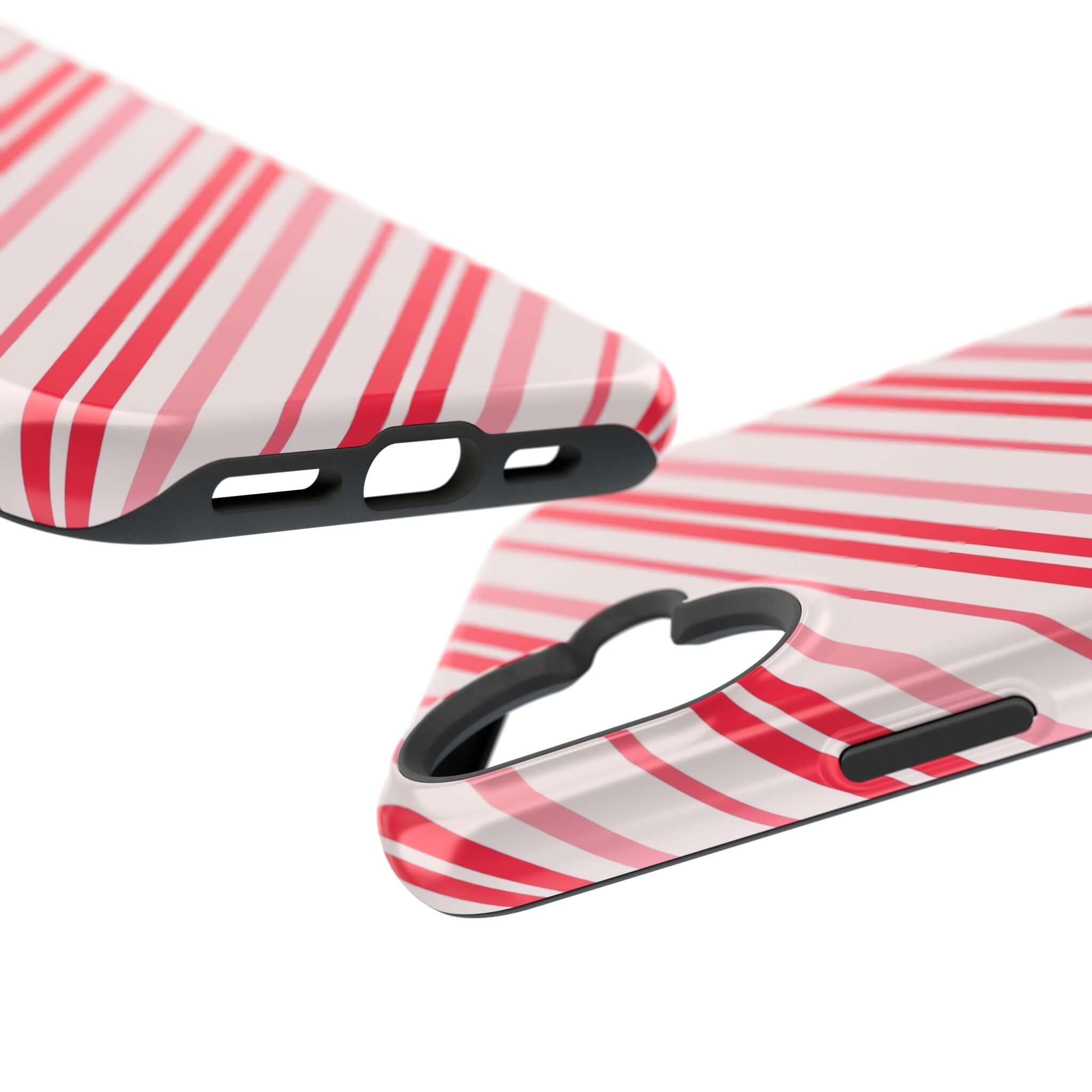 Festive Candy Cane Cutie MagSafe case with red and white stripes, perfect Christmas or holiday phone cover.