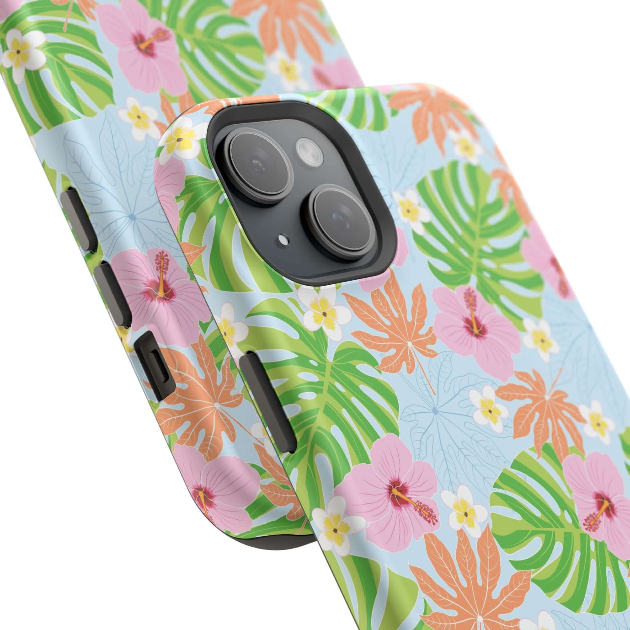 Island Hibiscus MagSafe iPhone 14 Pro case with tropical floral design, cute phone cover that transports you to a sunny island getaway.