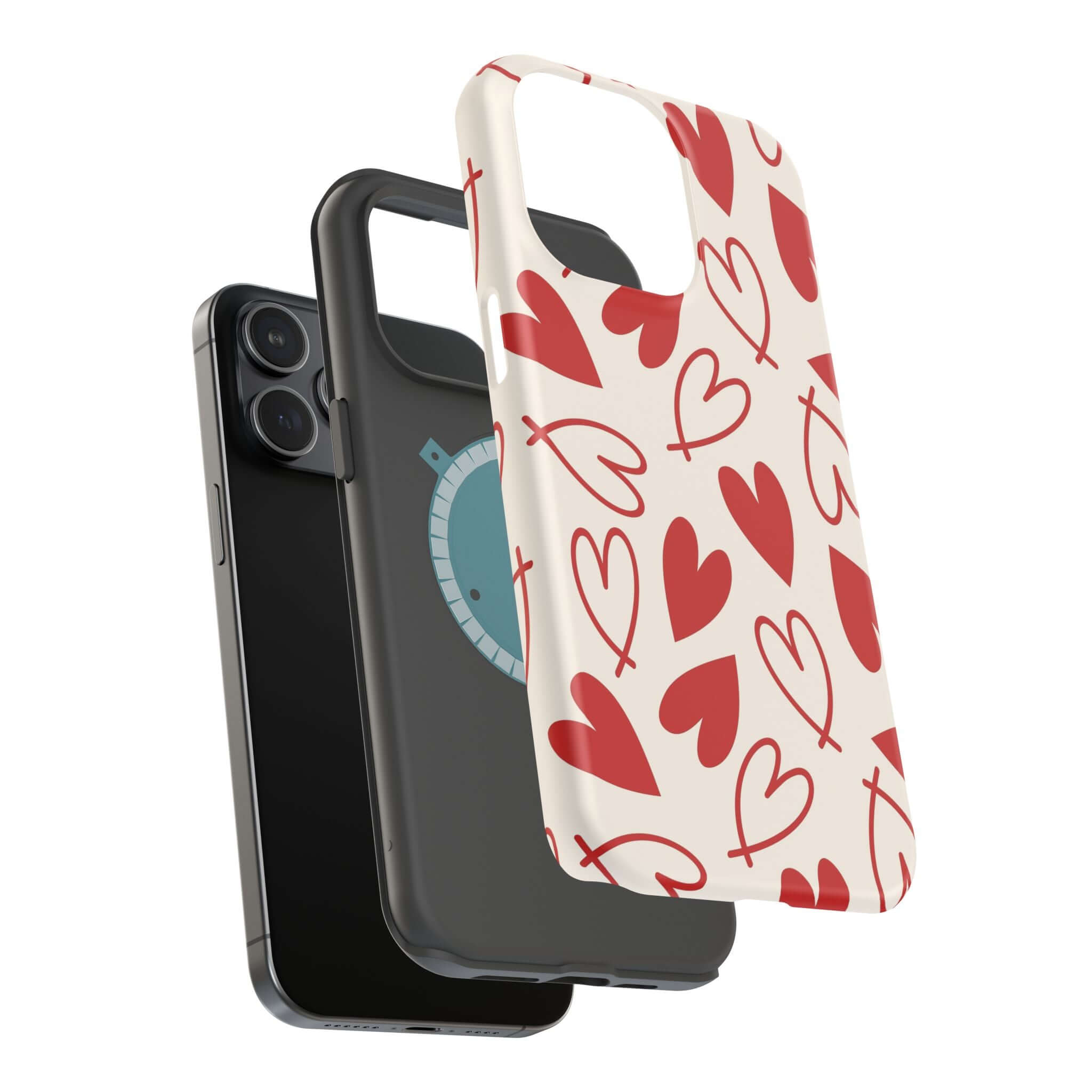 Cute iPhone case with red hearts design, Be Mine collection, offering fun protection for your phone. Perfect cute phone cover choice.