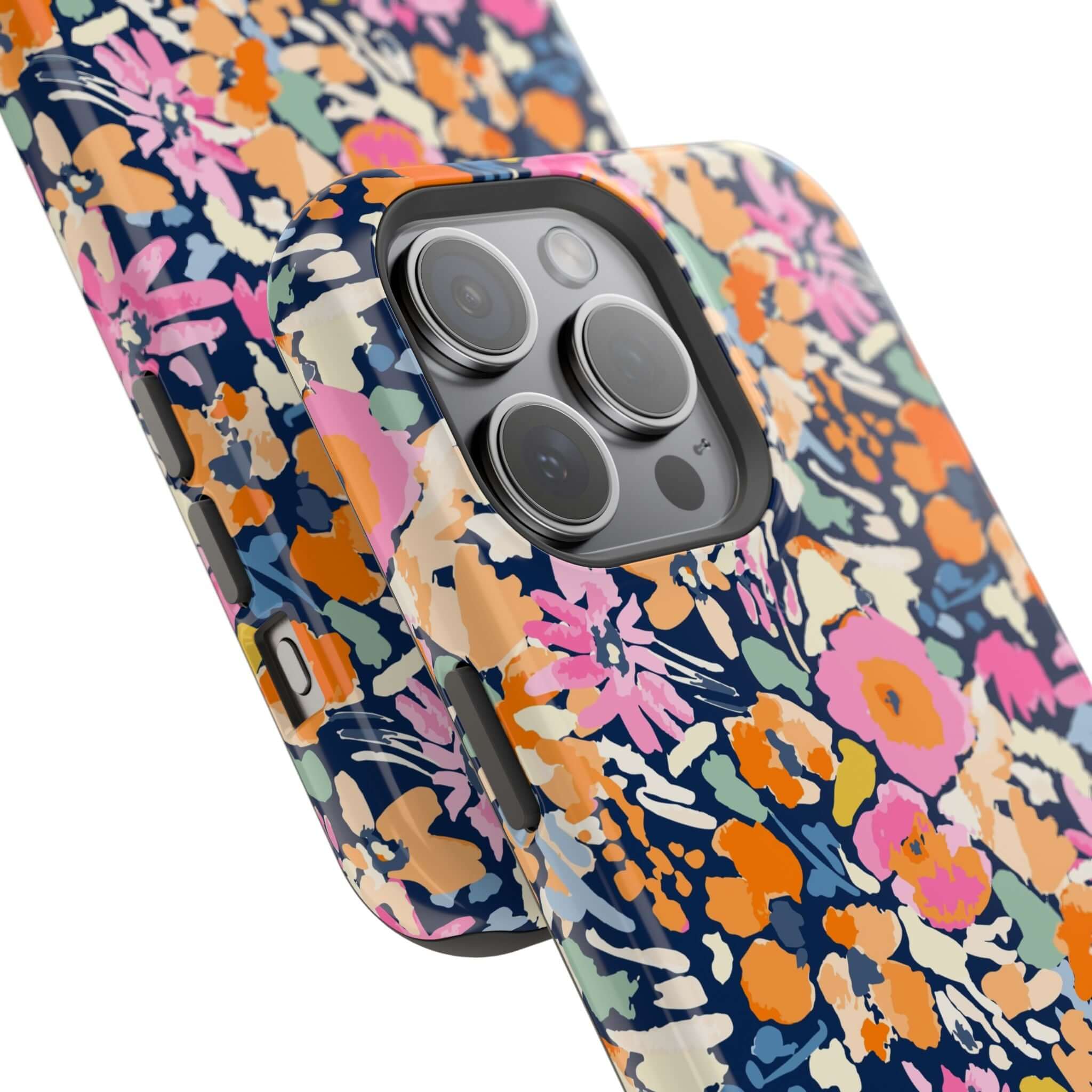 Colorful floral Botanic Burst MagSafe iPhone 16 case for a cute and protective phone experience.