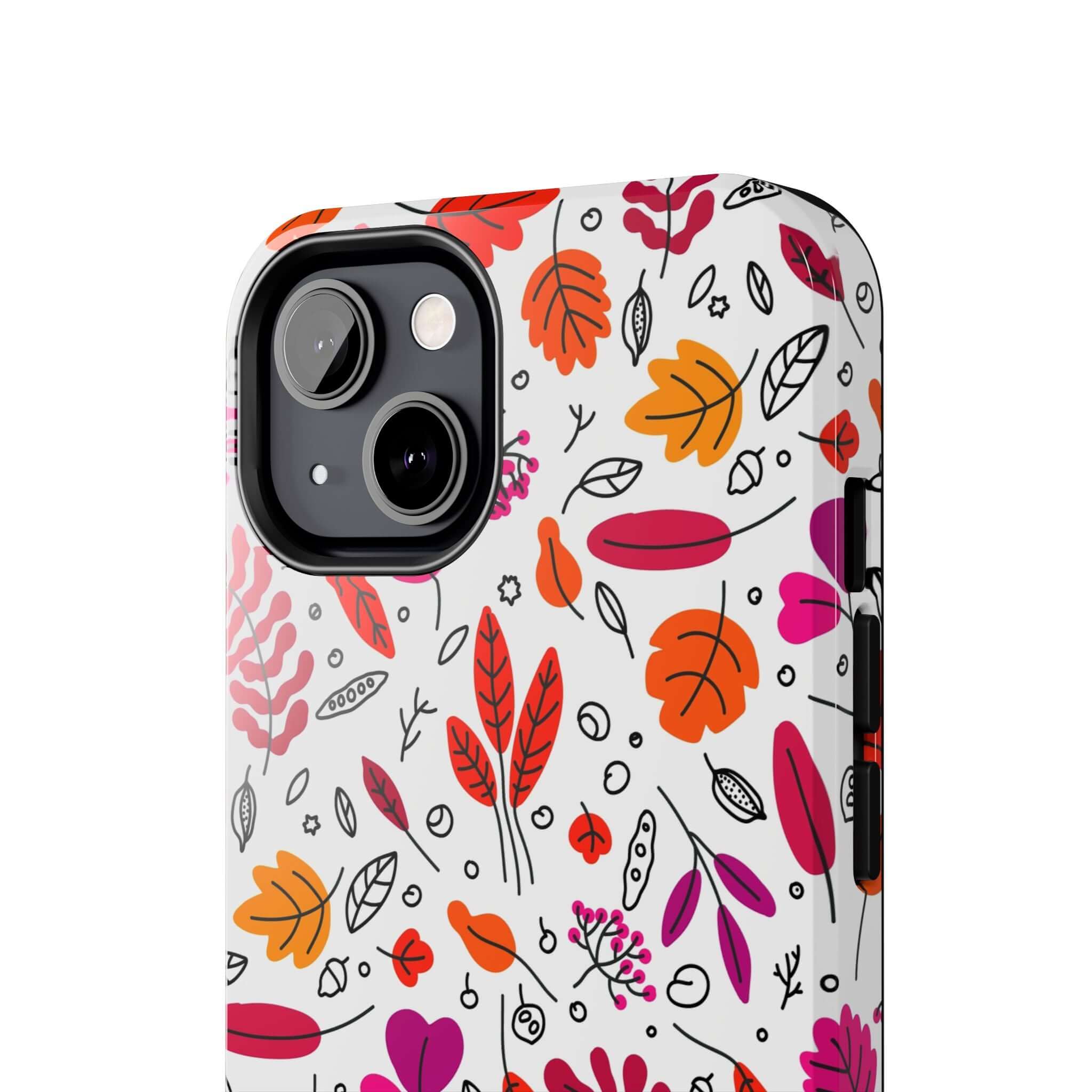 Fall in Love Fall Leaves Case on iPhone, cute autumn-themed Halloween phone case for stylish and protective fall iPhone accessory