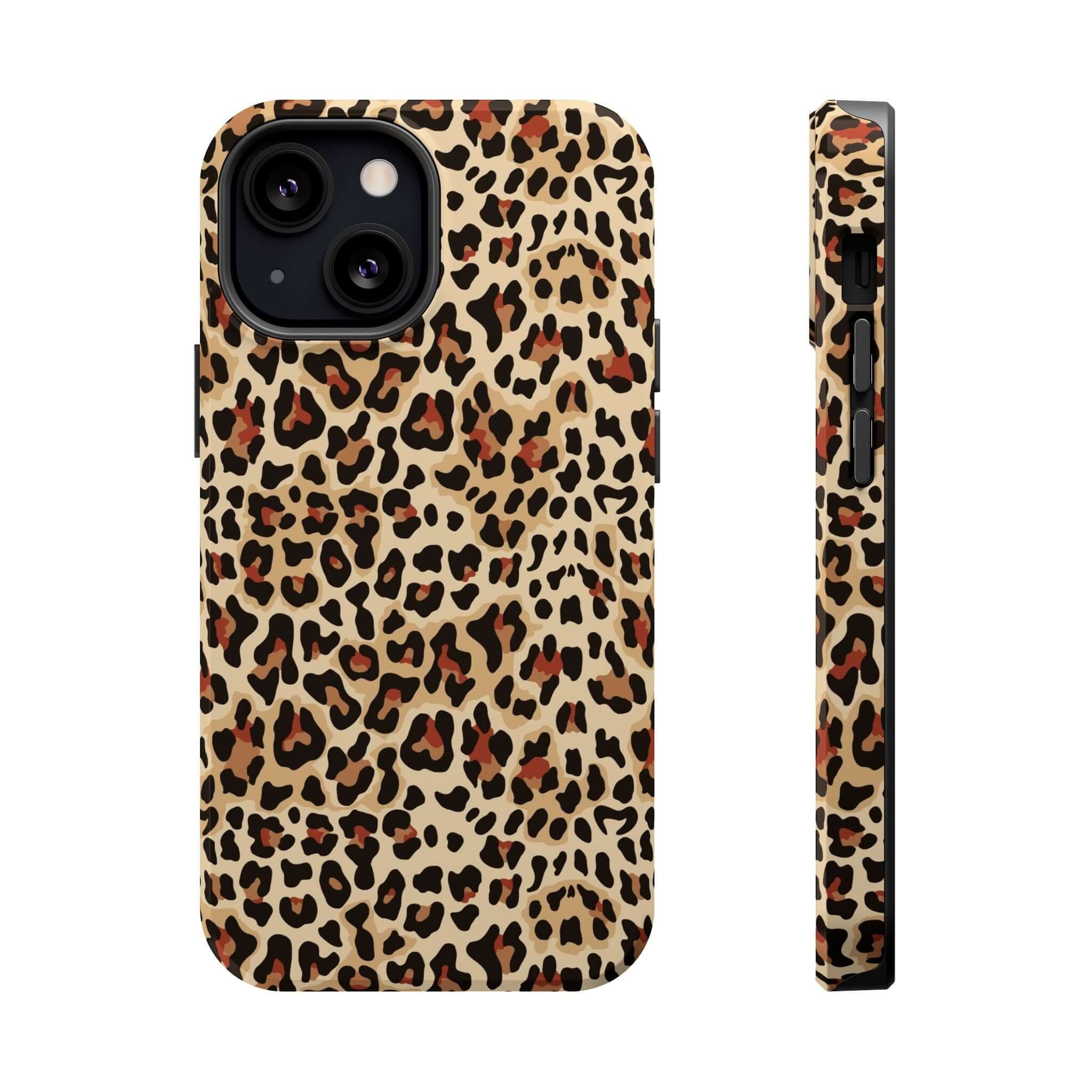 Leopard print colorful iPhone case with MagSafe design, offering cute abstract patterns and reliable protection for your phone.