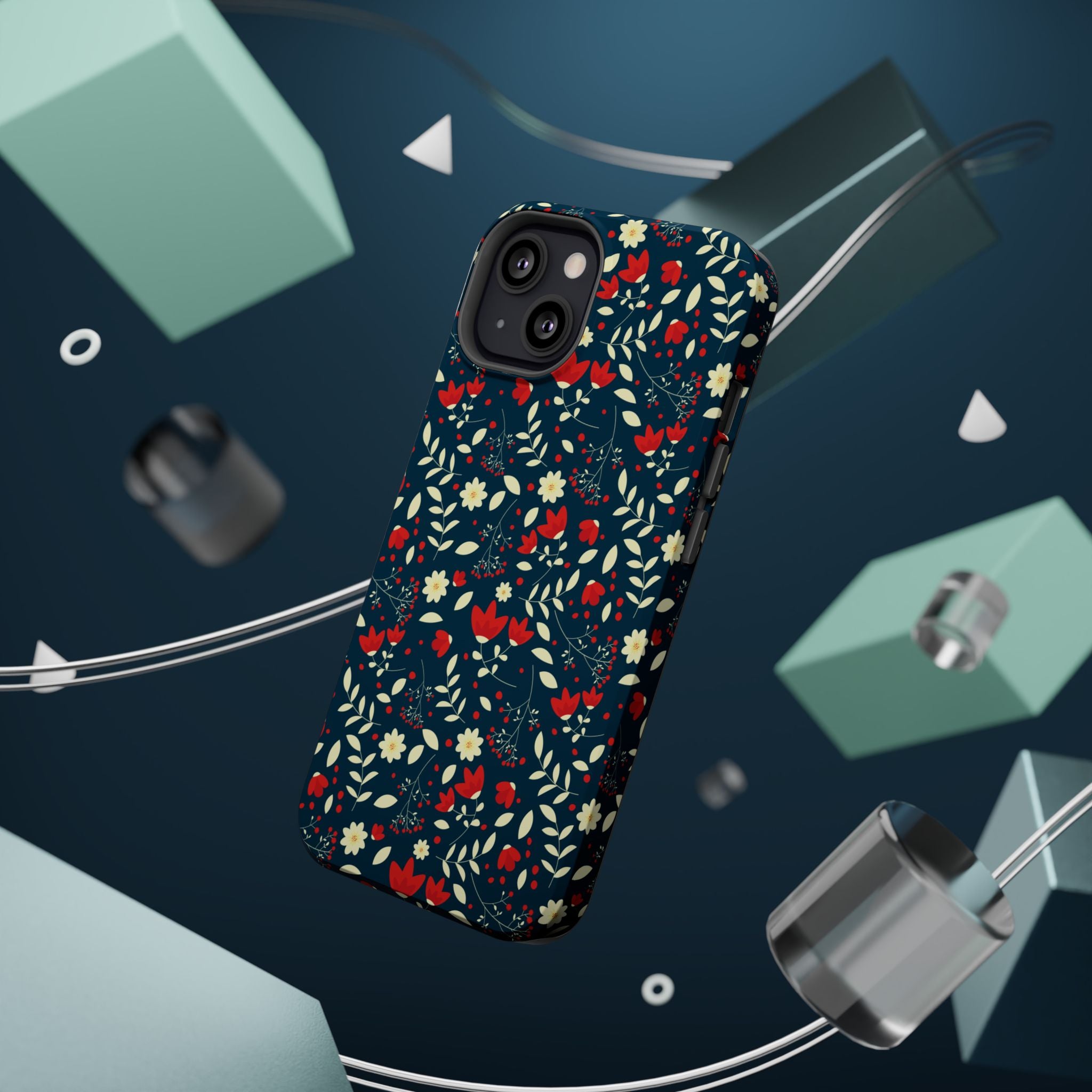 Scarlet Bloom | Green Flower Case