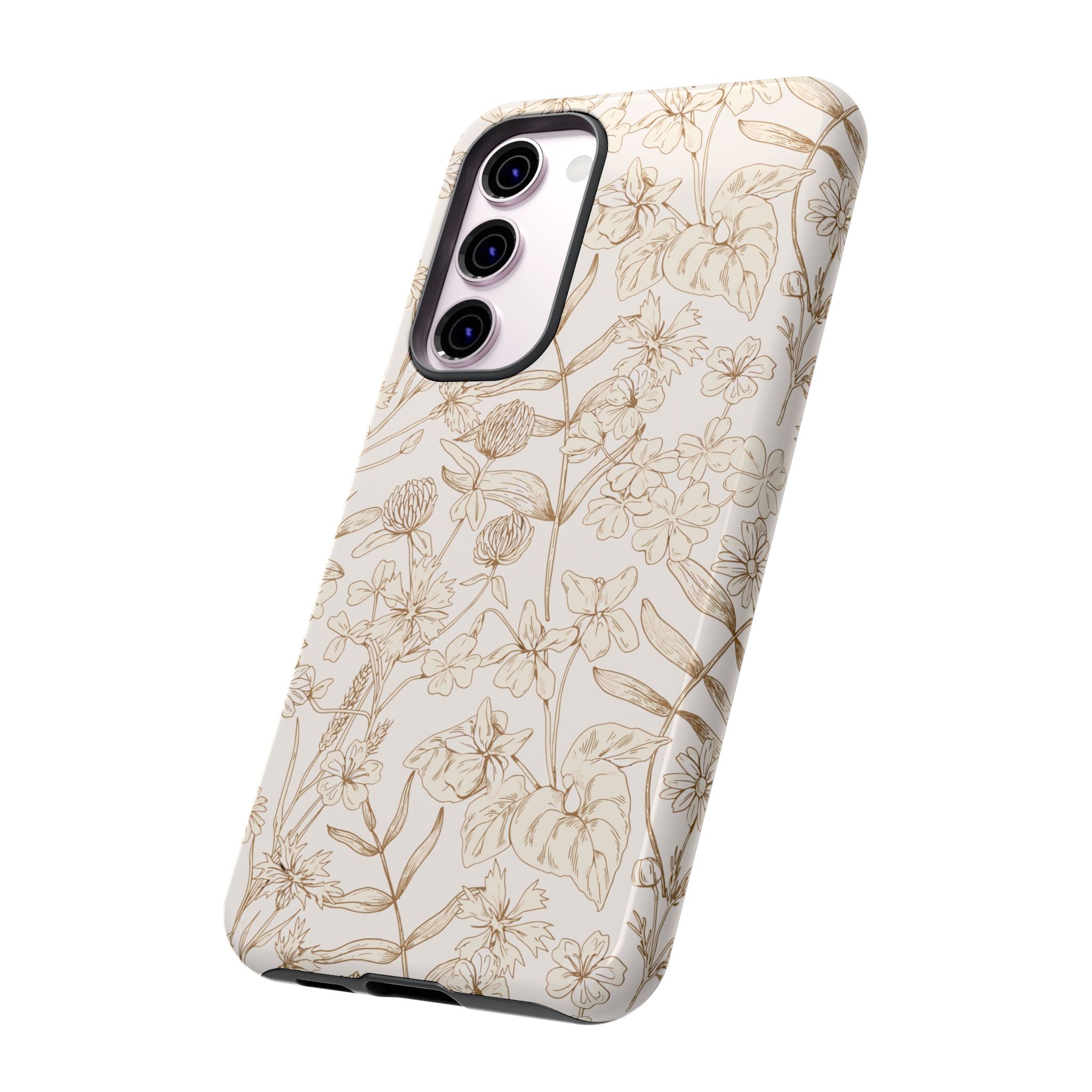 Beige Thyme Tan Garden phone case with floral design for Samsung, adds nature-inspired style, cute phone case for iPhone 16.