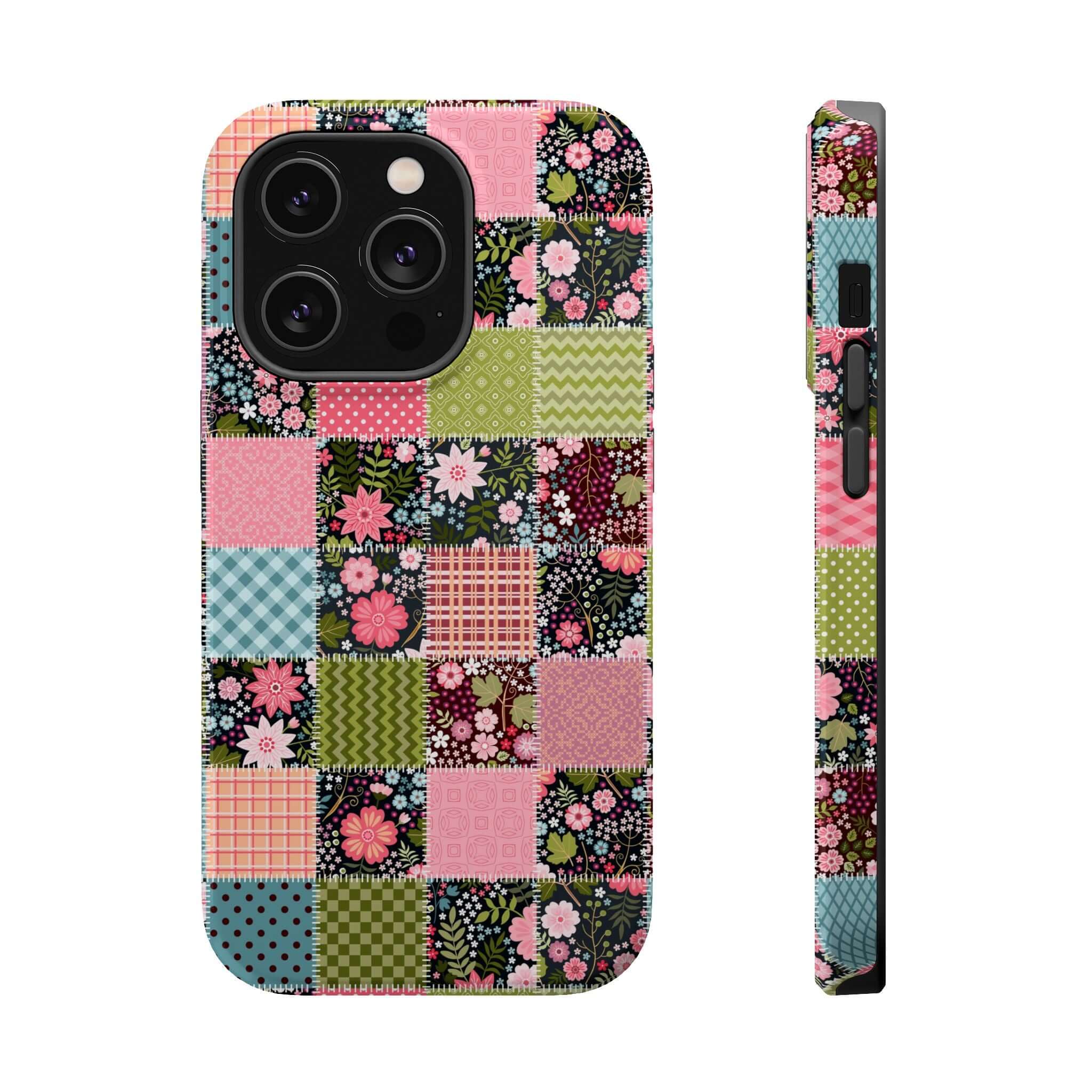 Floral iPhone Case - Cute MagSafe Cover with Wildflower Patchwork Design for Free-Spirited Vibes