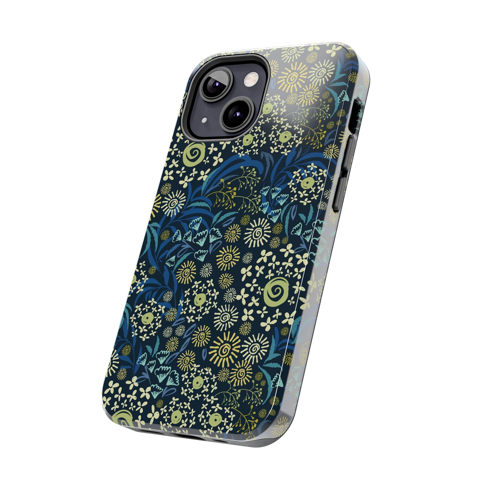 Botanic Breeze blue floral iPhone case cover, a cute phone case featuring blue flowers protecting your phone from scratches.