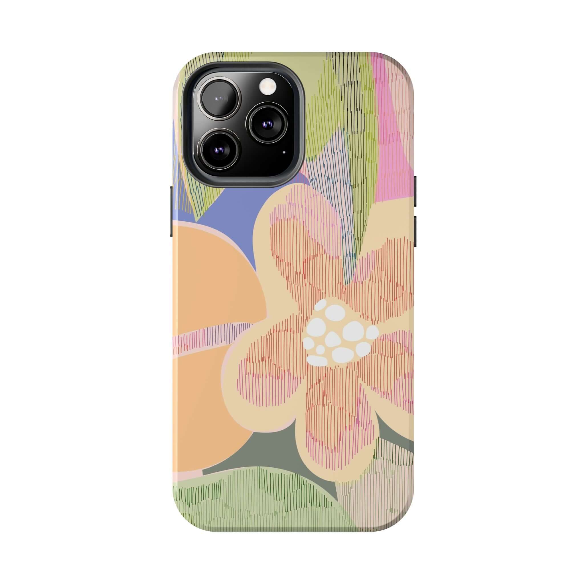 Colorful iPhone case with abstract floral design for iPhone 14 Pro Max and Samsung S23