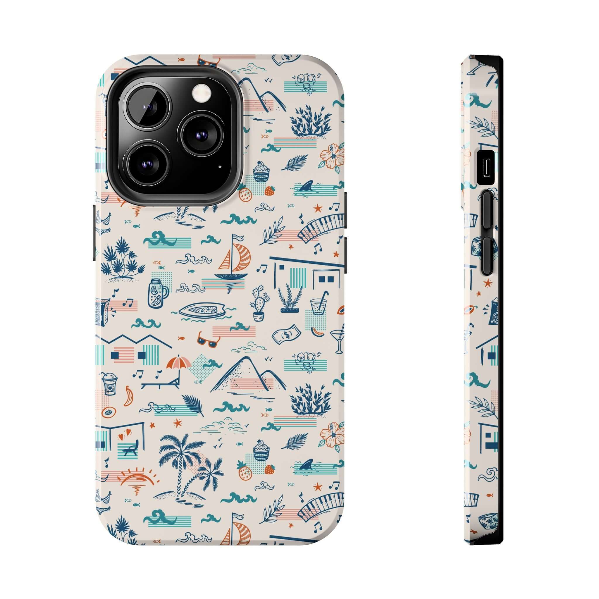 Forever on Vacation colorful iPhone case featuring playful and cute summer designs for iPhone 14 Pro Max and Samsung S23. Protect your phone with style.