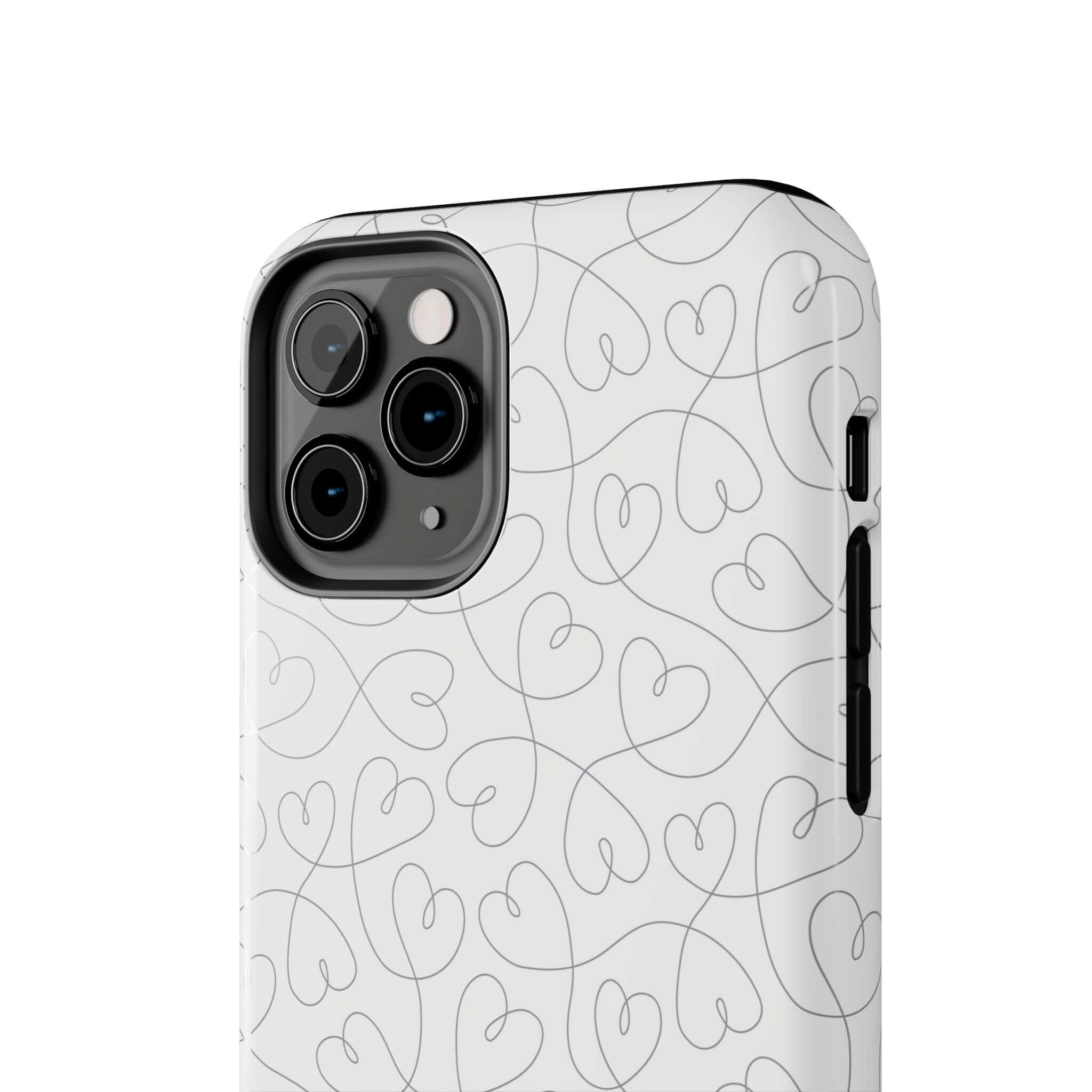 Abstract Hearts Case for iPhone 14 Pro Max with Silver Background | Cute Phone Case for Brides and Weddings